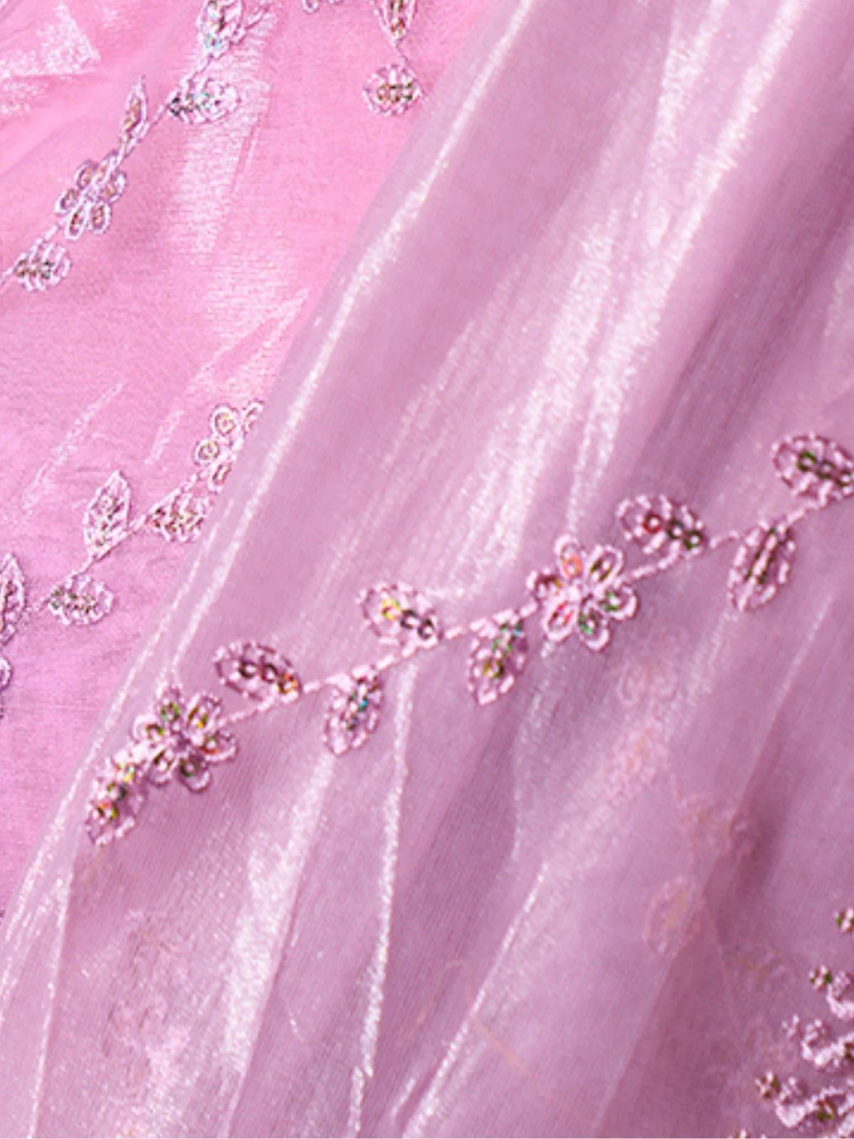Odette Lavender Net Embroidered Saree With Unstitched Blouse For Women - Image 5