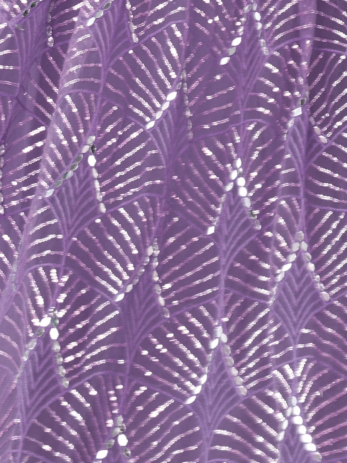 Odette Lavender Net Embroidered Semi Stitched Lehenga For Women - Image 5