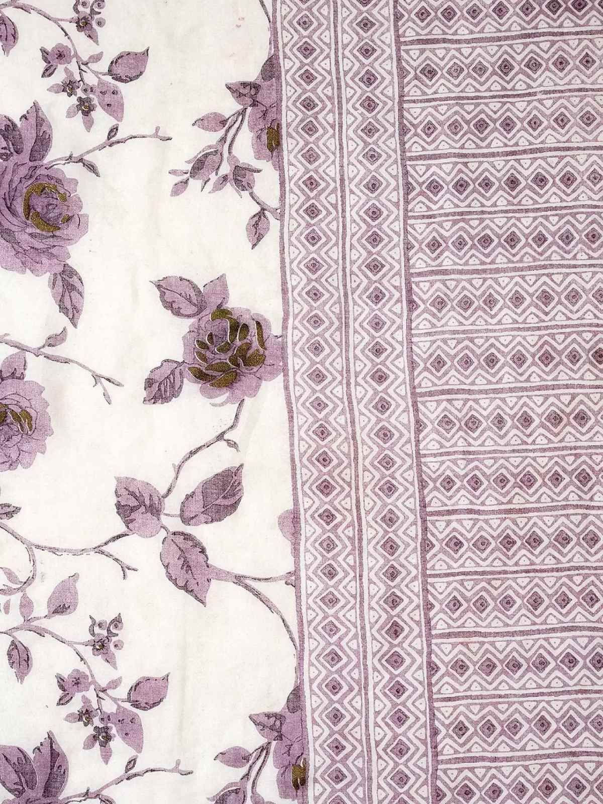 Odette Lavender Printed Cotton Stitched Kurta Set For Women - Image 6