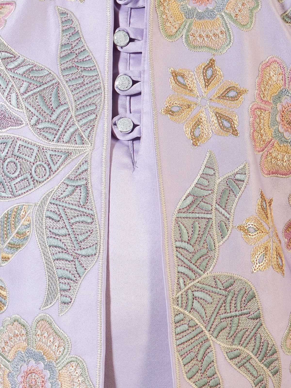 Odette Lavender Satin Embellished Stitched Kurta Set For Kids - Image 7