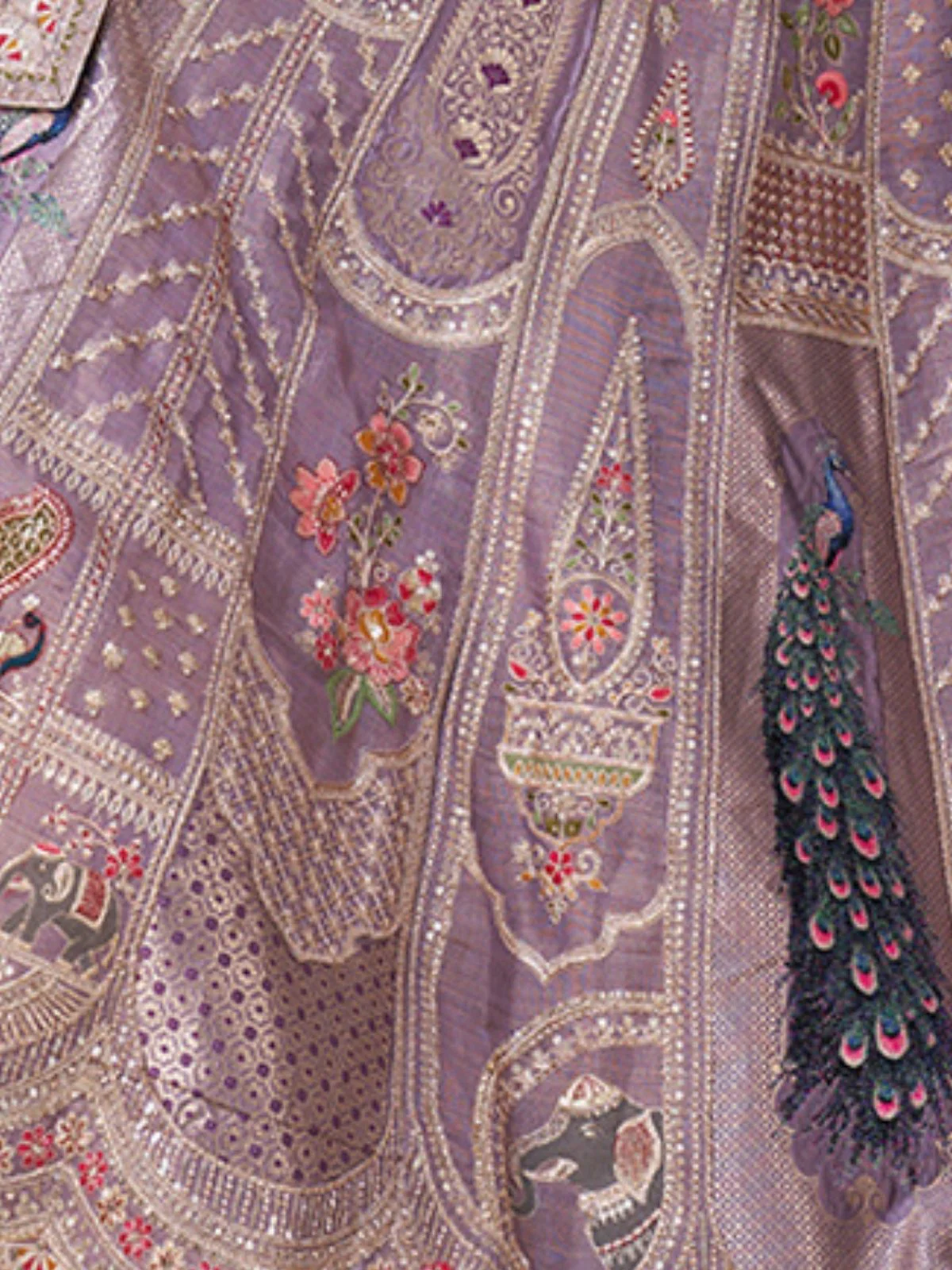 Odette Lavender Silk Blend Embroidered Semi-Stitched Lehenga For Women - Image 4
