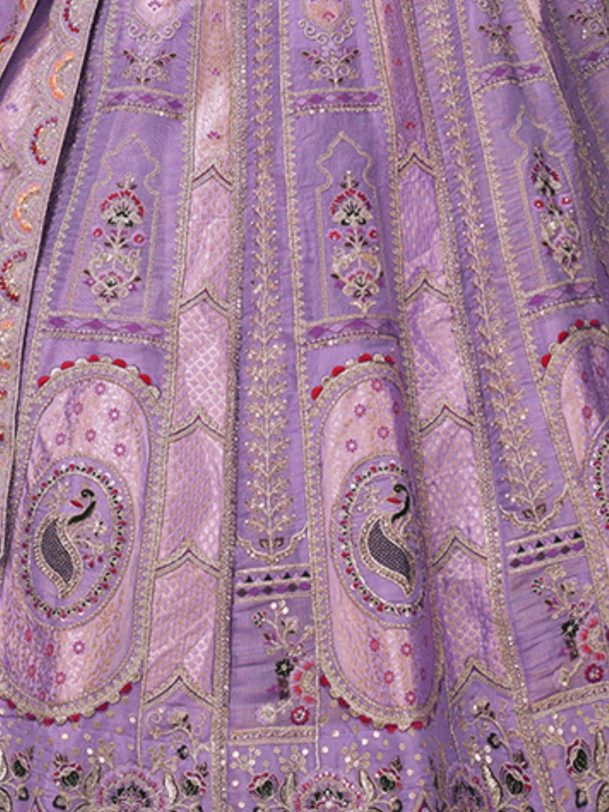 Odette Lavender Silk Blend Embroidered Semi-Stitched Lehenga For Women - Image 4