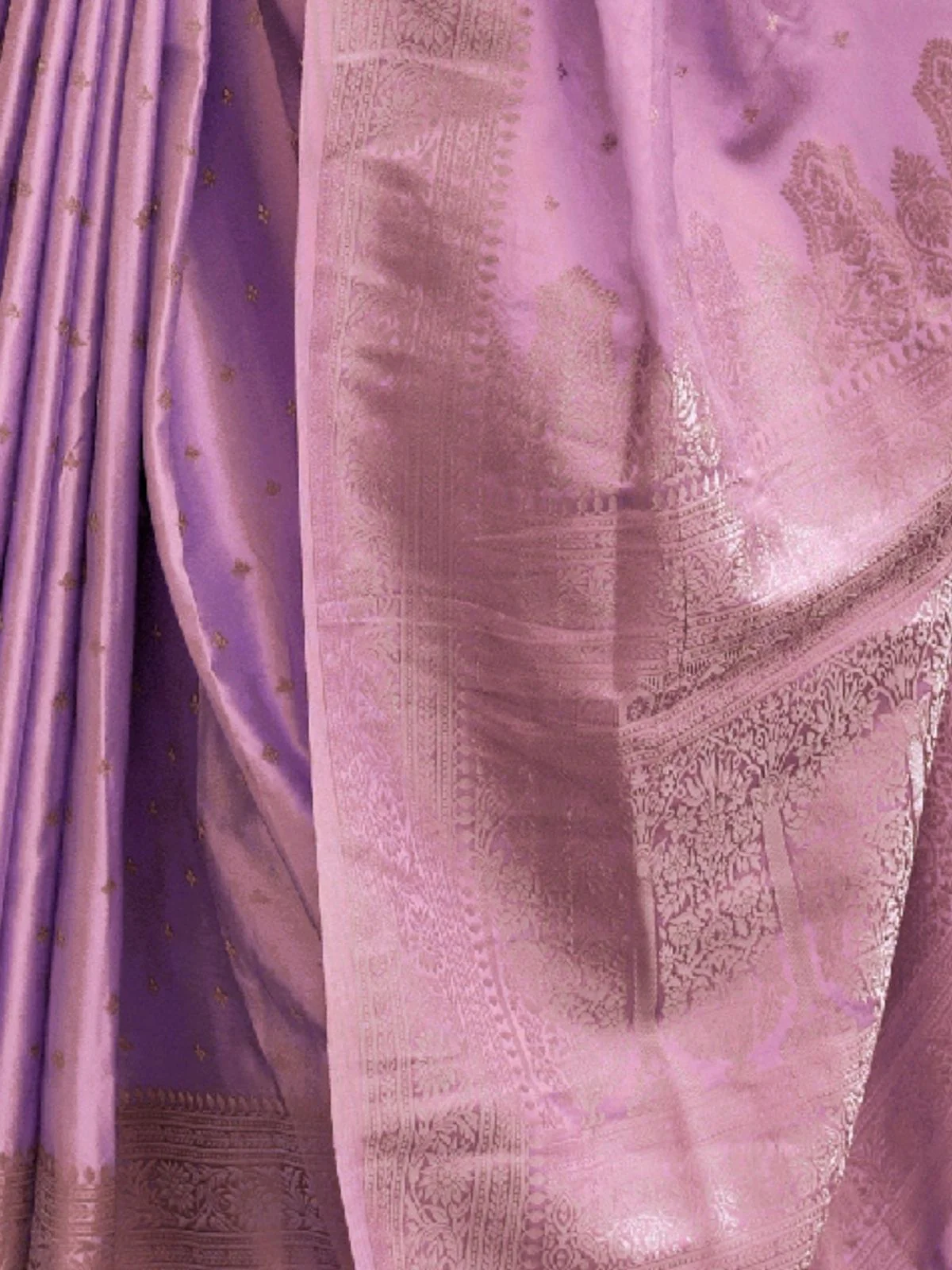 Odette Lavender Silk Blend Woven Saree With Unstitched Blouse For Women - Image 3