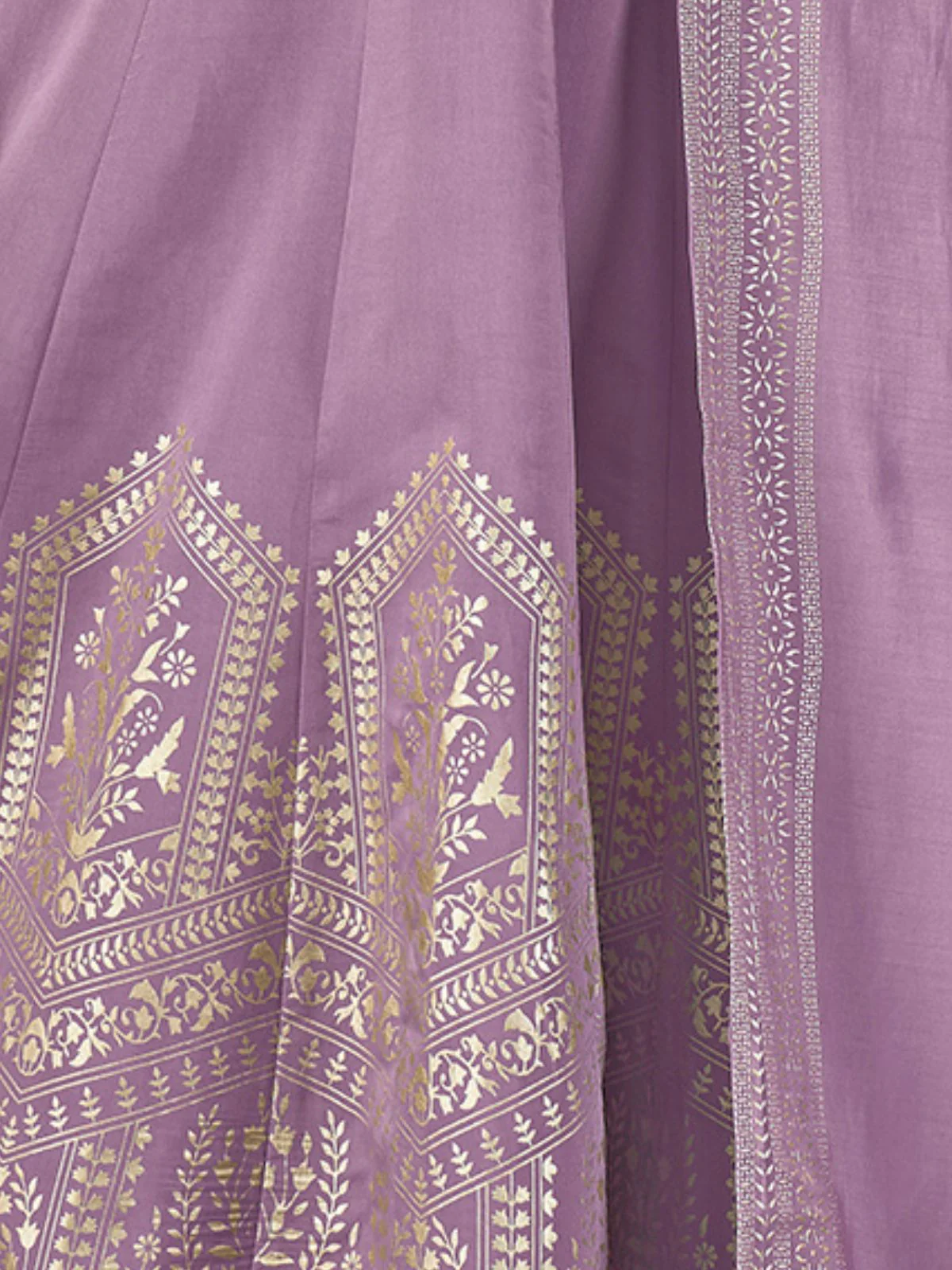 Odette Lavender Silk Blend Woven Stitched Kurta Set For Women - Image 5