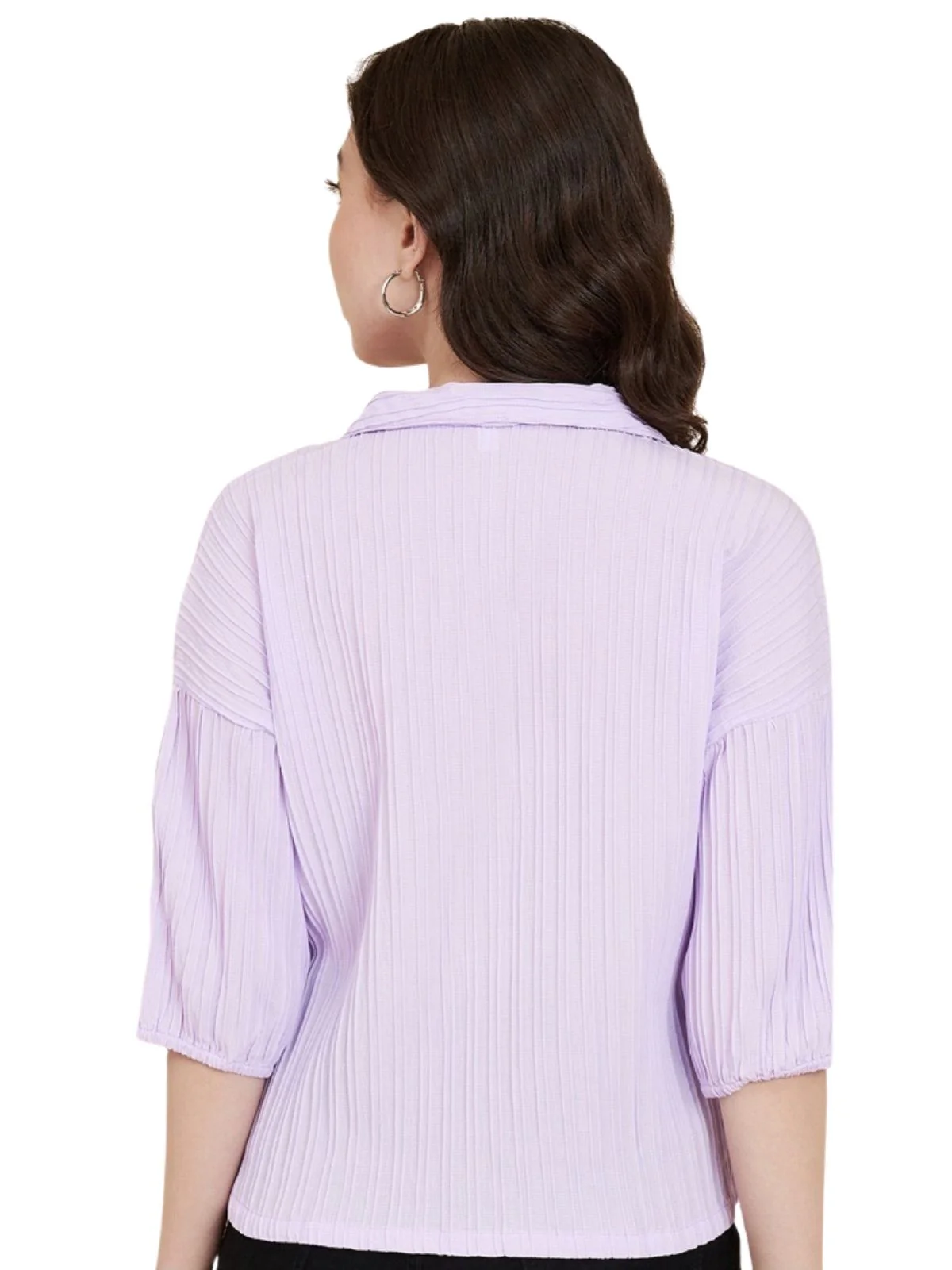 Odette Lavender Sugarcane Solid Shirt For Women - Image 3