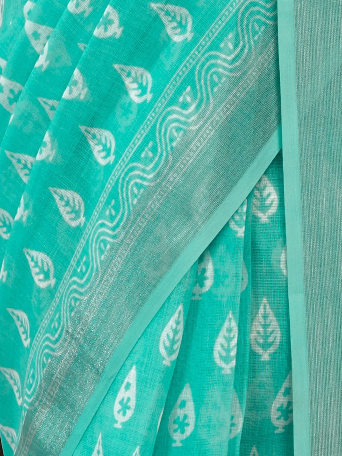 Odette Light Blue Cotton Linen Zari Work Saree For Women - Image 5