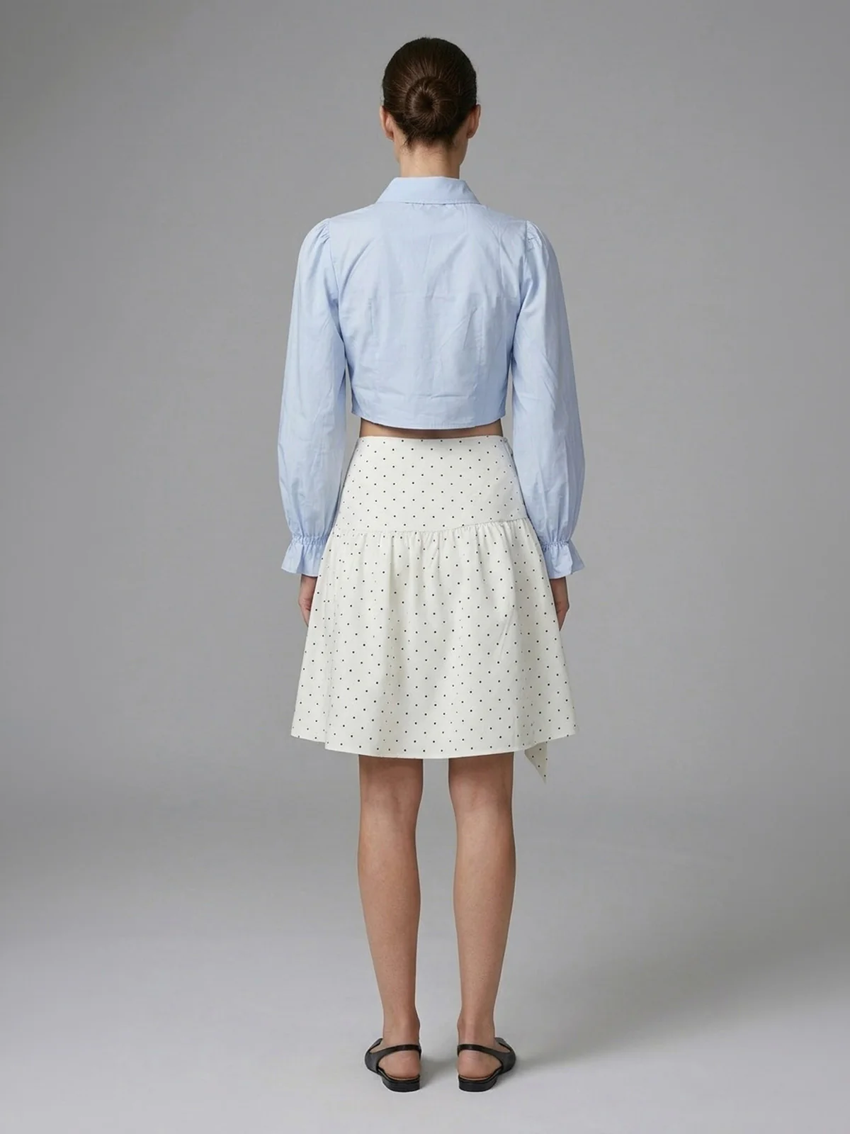 Odette Light Blue Cotton Solid Top For Women - Image 3