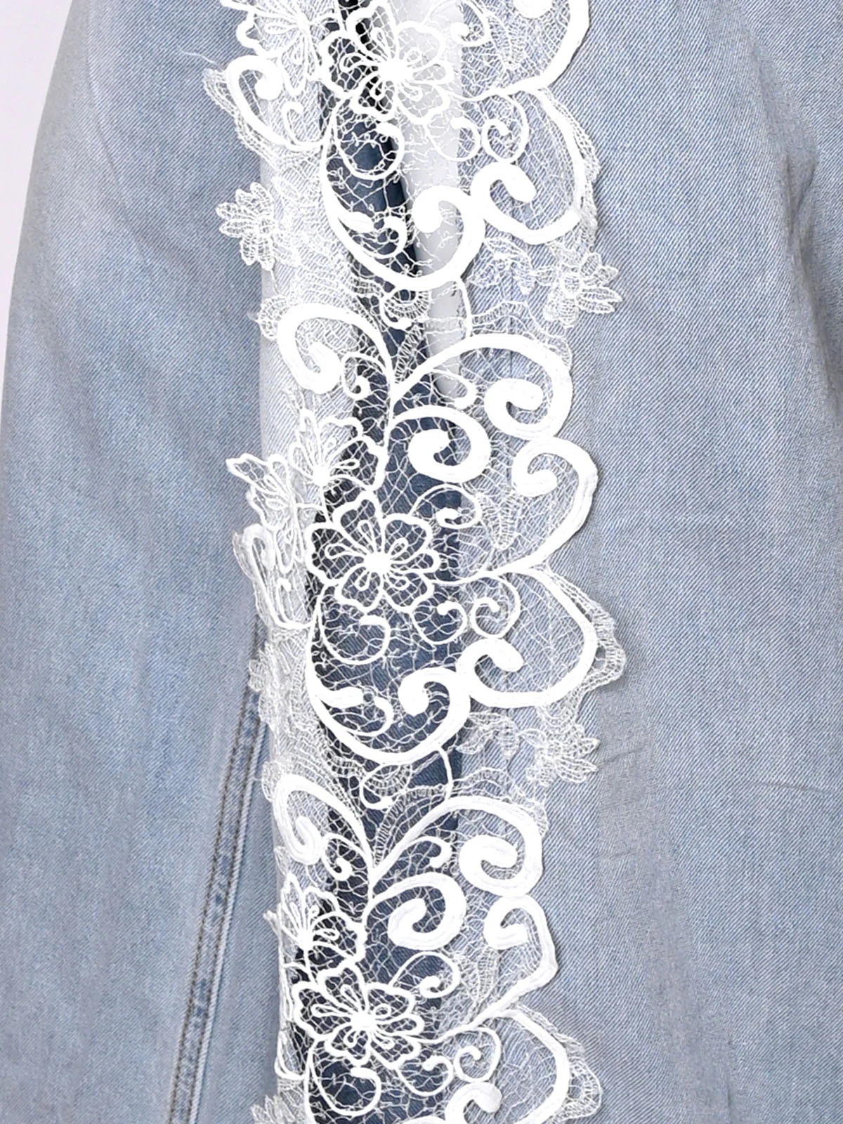 Odette Light Blue Denim Lace Work Jeans For Women - Image 4