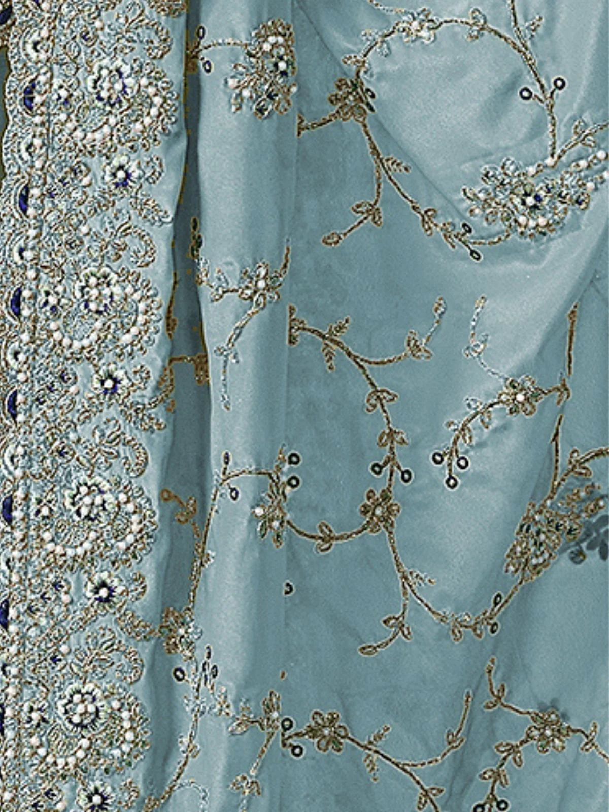 Odette Light Blue Georgette Embellished Elegant Saree For Women - Image 4