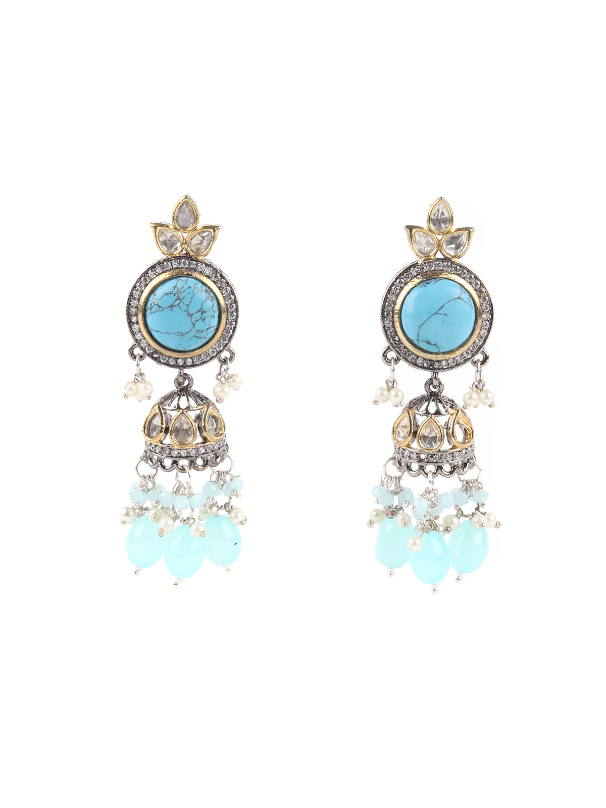 Odette Light Blue Layered Long Necklace Set For Women - Image 3