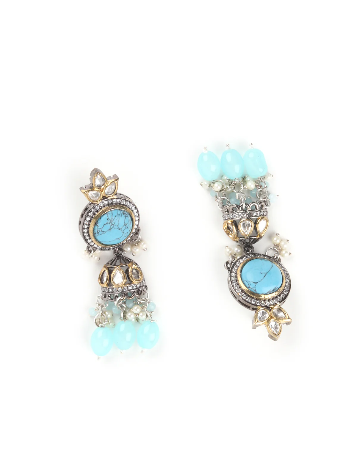Odette Light Blue Layered Long Necklace Set For Women - Image 4