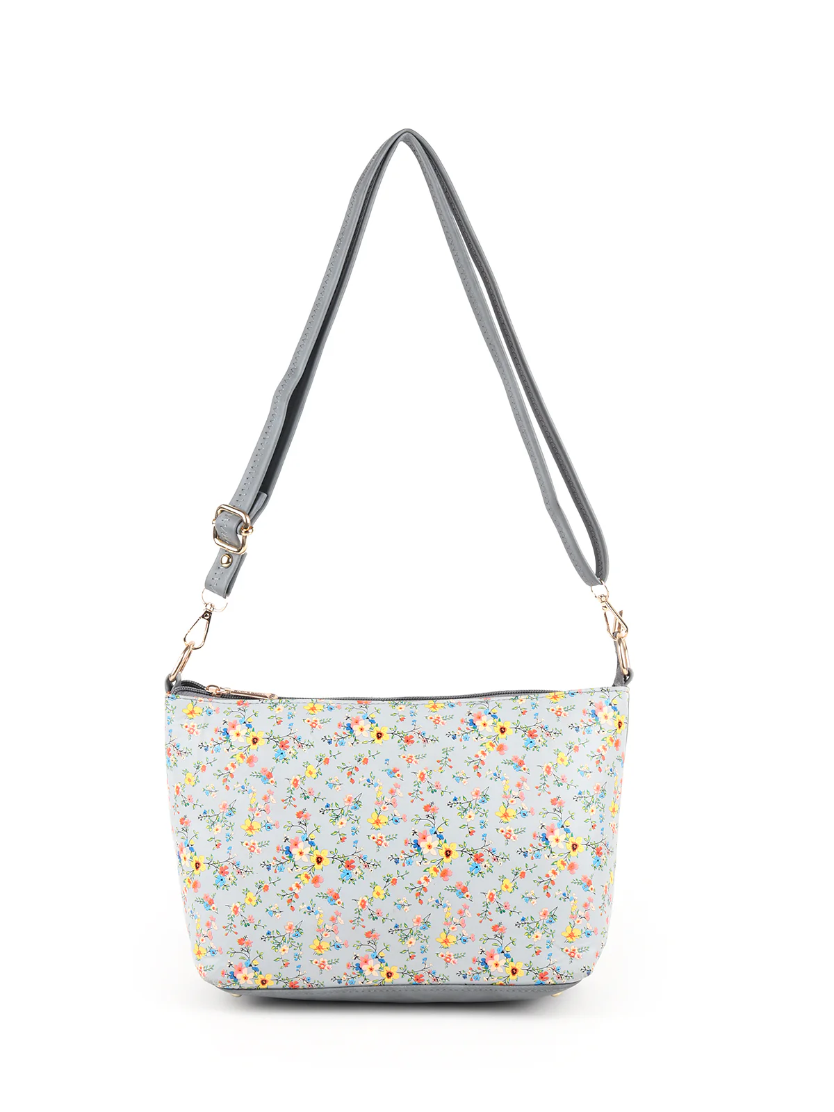 Odette Light Blue Micro Floral Printed Sling Bag for Women - Image 3