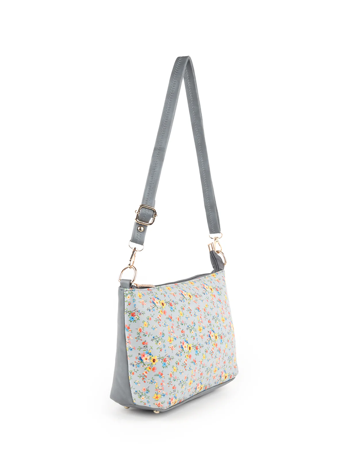 Odette Light Blue Micro Floral Printed Sling Bag for Women - Image 4