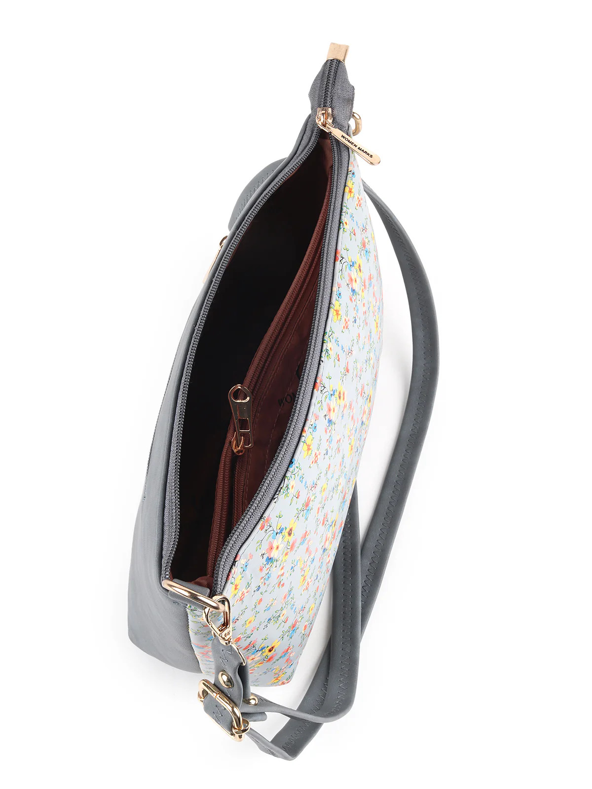 Odette Light Blue Micro Floral Printed Sling Bag for Women - Image 6