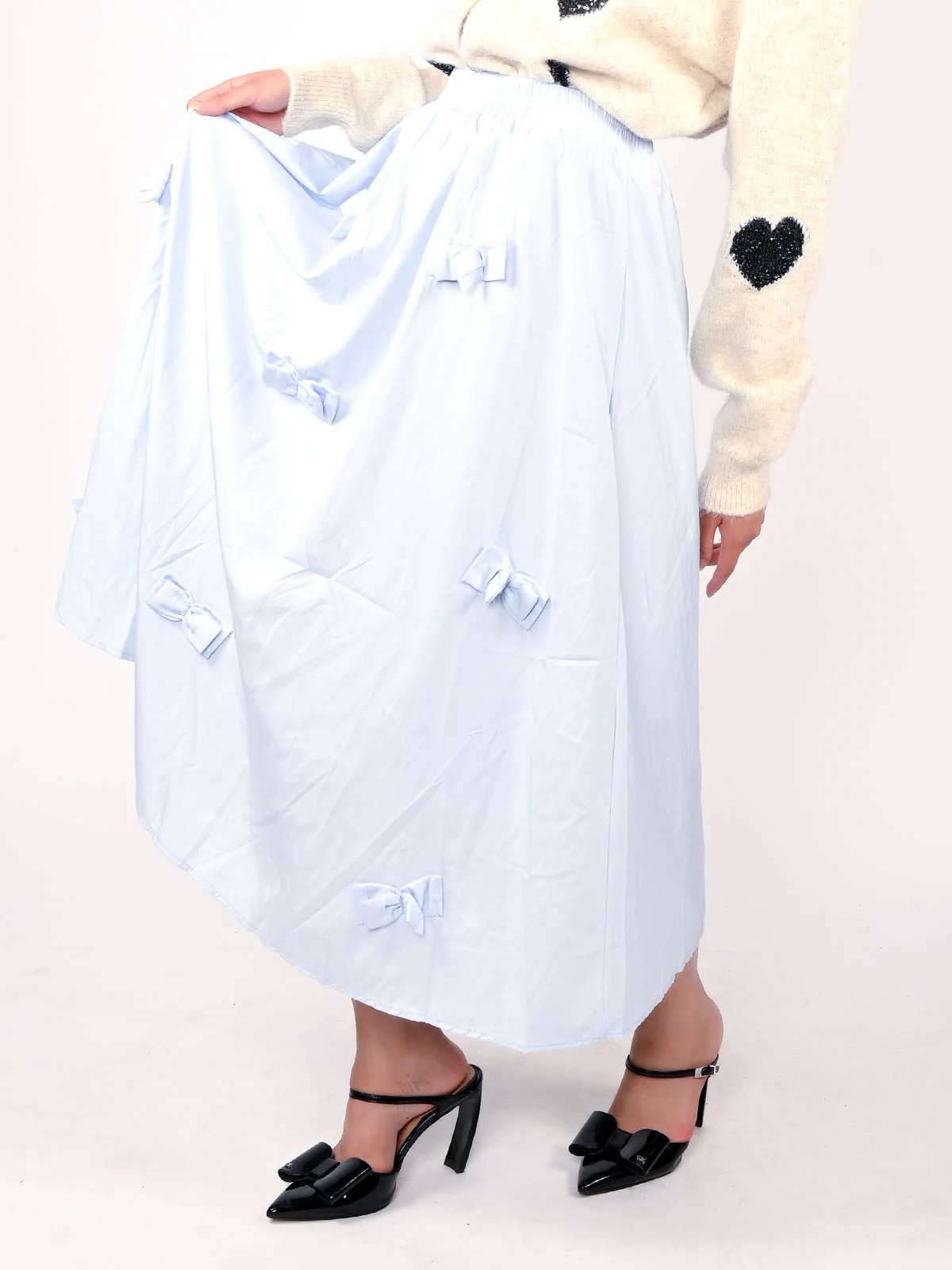 Odette Light Blue Polyster Bow Design Skirt For Women - Image 2