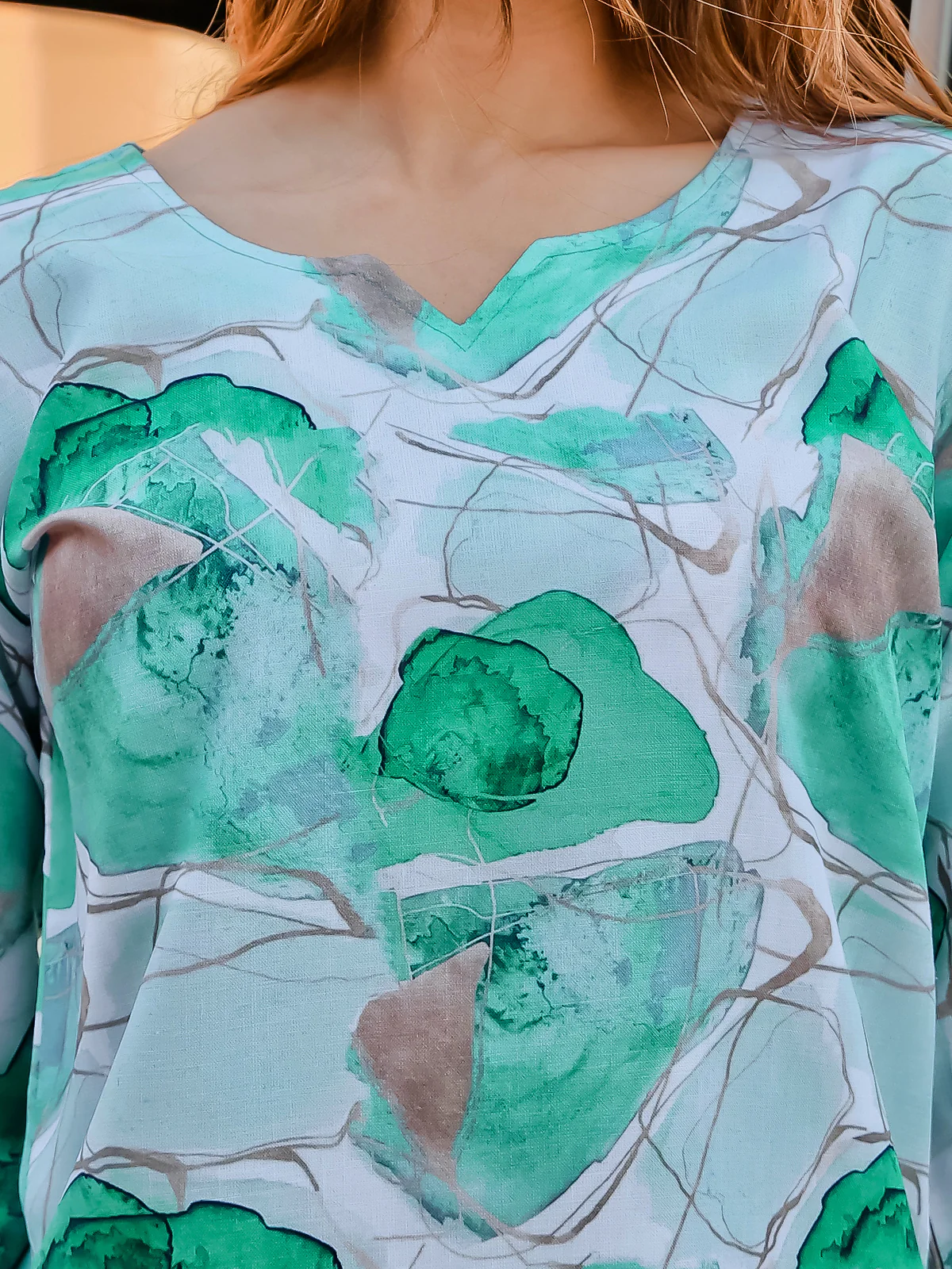 Odette Green and Blue Cotton Printed Co Ord Set for Women - Image 5