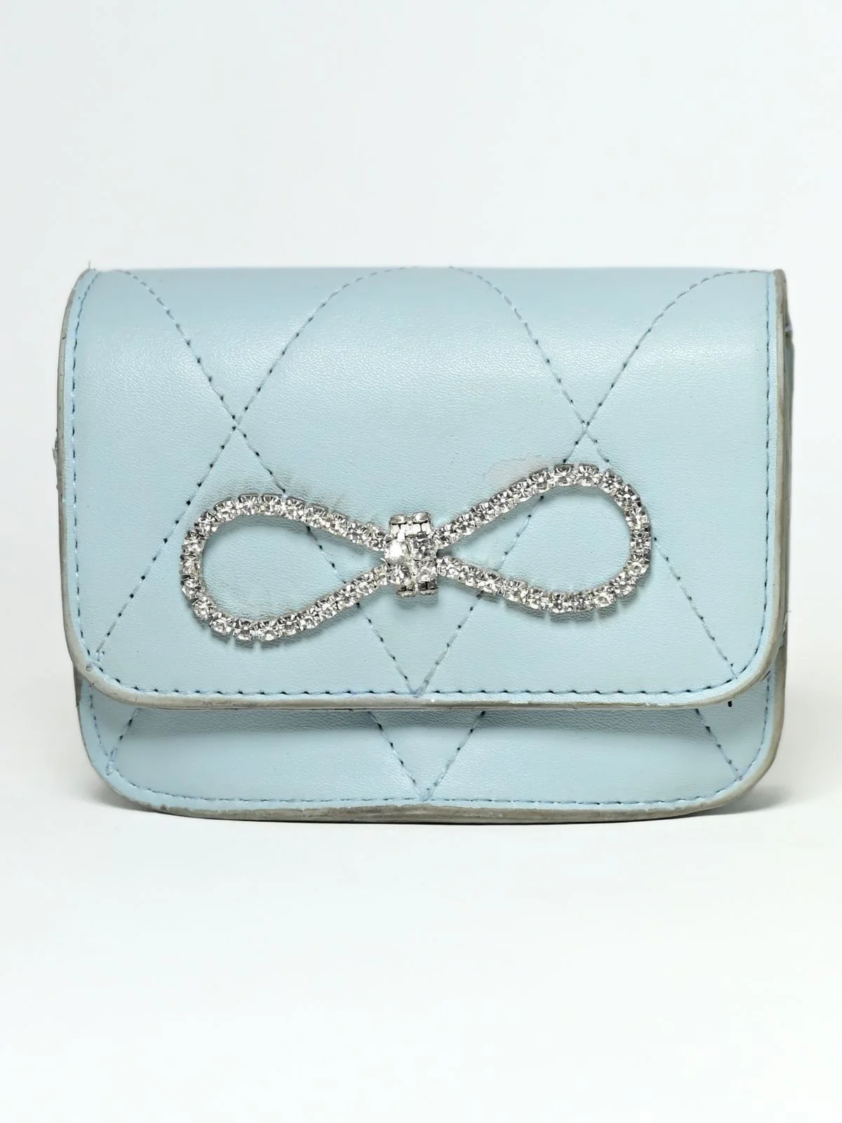 Odette Light Blue PU Pearl Belt Bag For Women - Image 3