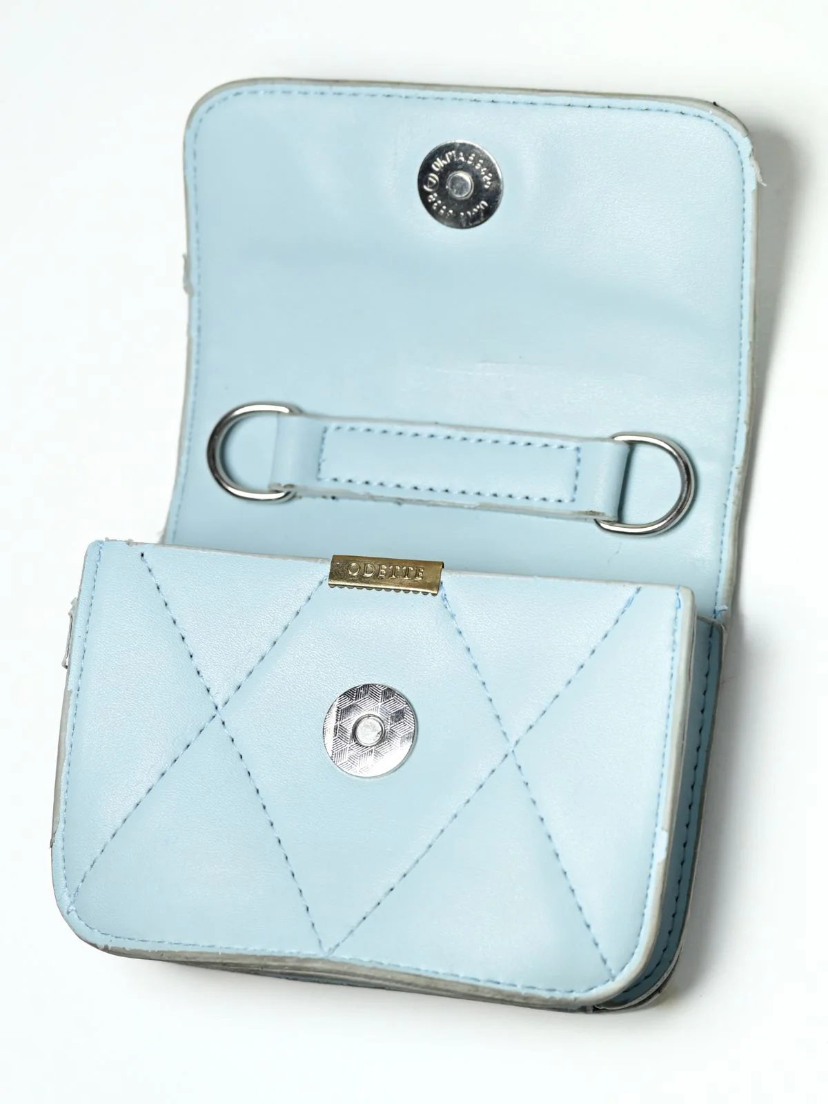 Odette Light Blue PU Pearl Belt Bag For Women - Image 5