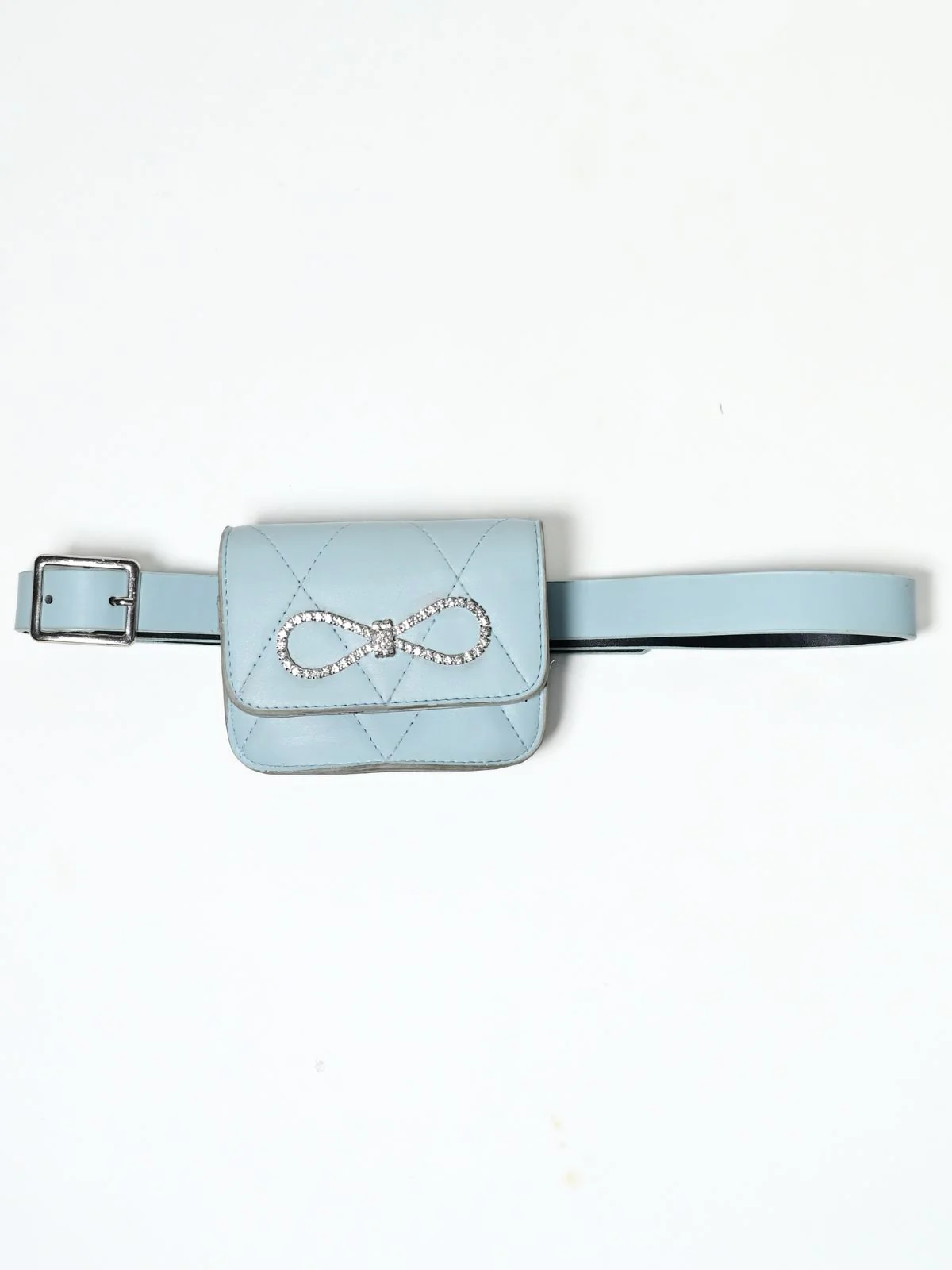 Odette Light Blue PU Pearl Belt Bag For Women - Image 8