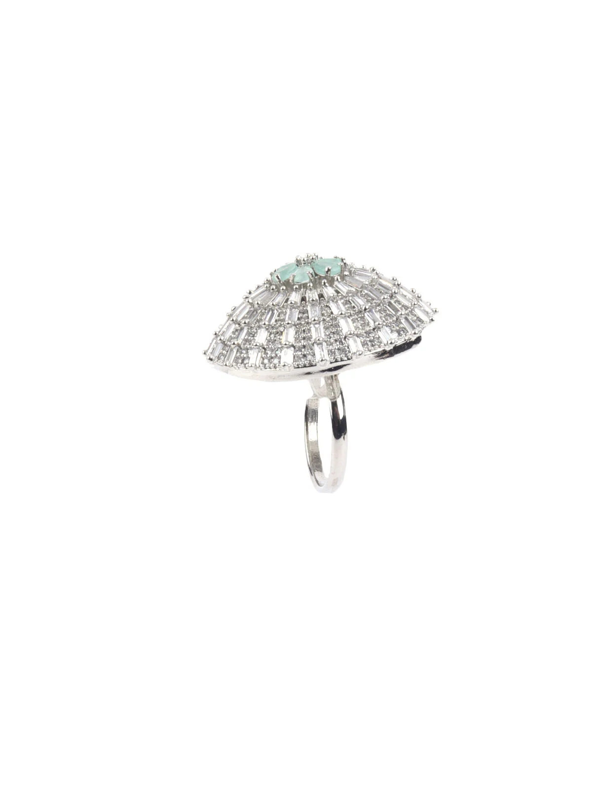 Odette Light Blue & Silver Alloy Embellished Ring For Women - Image 6