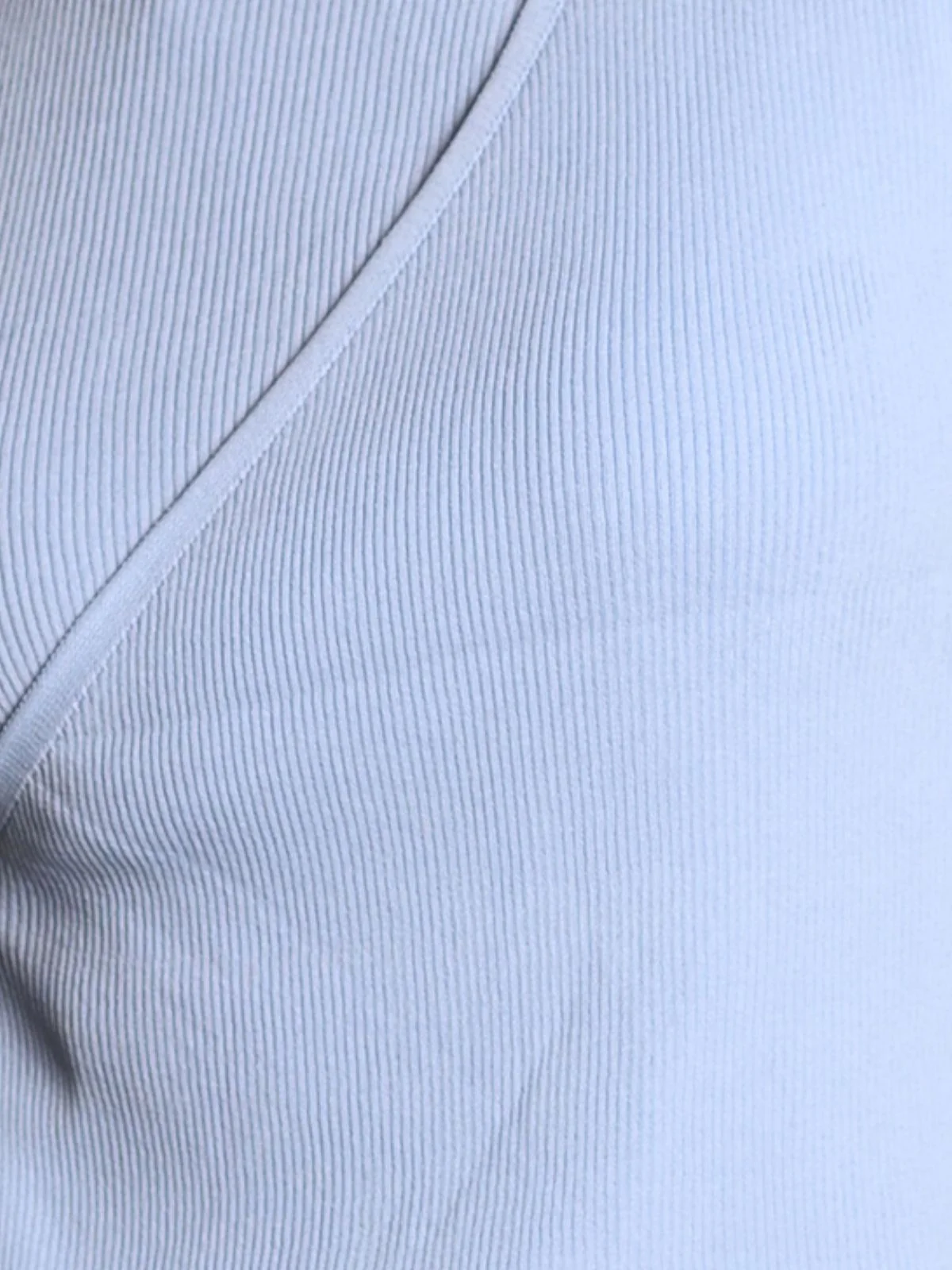 Odette Light Blue Viscose Rib Lycra Solid Top For Women - Image 6