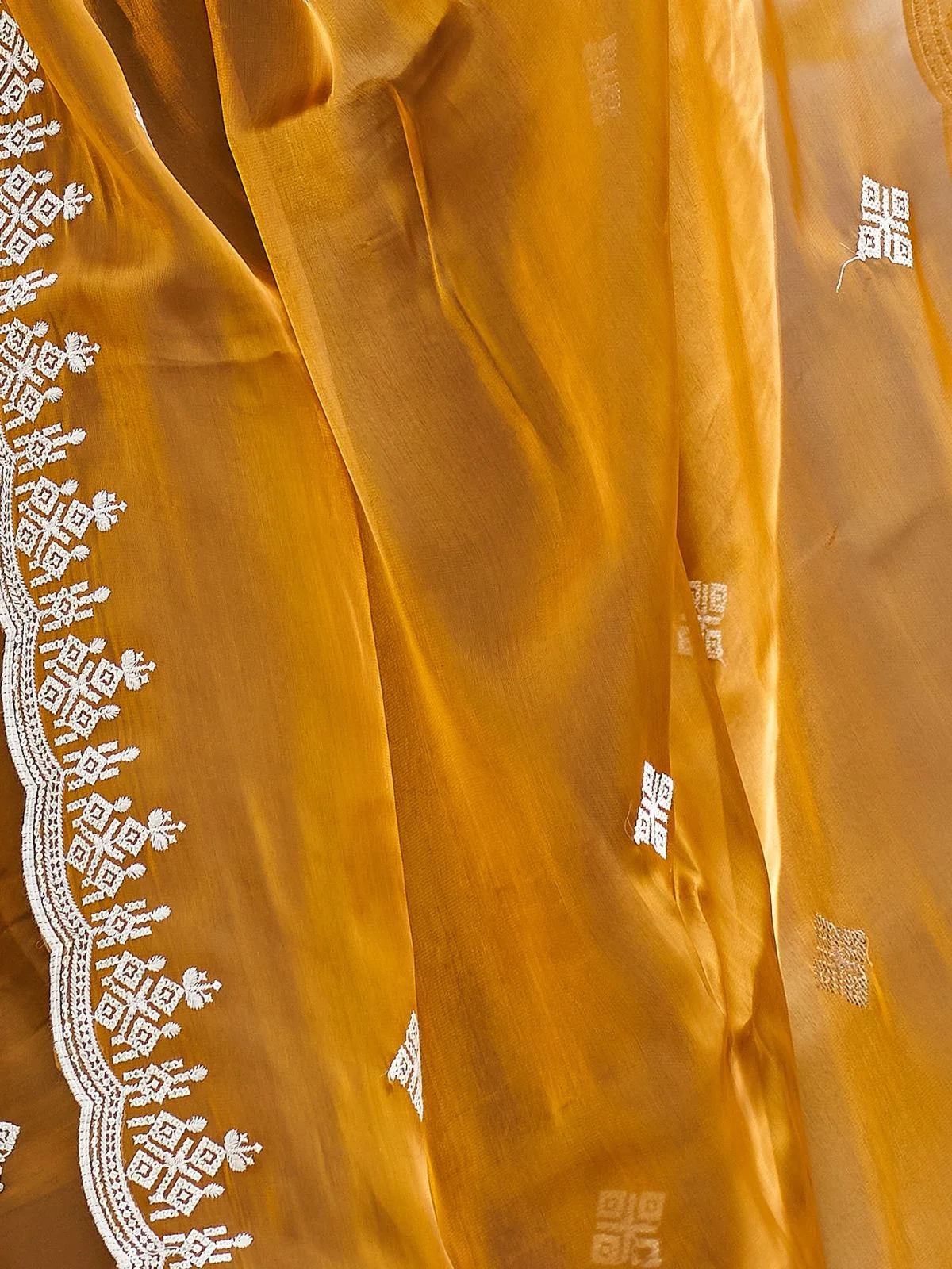 Odette Light Brown Chiffon Embroidered Saree For Women - Image 5