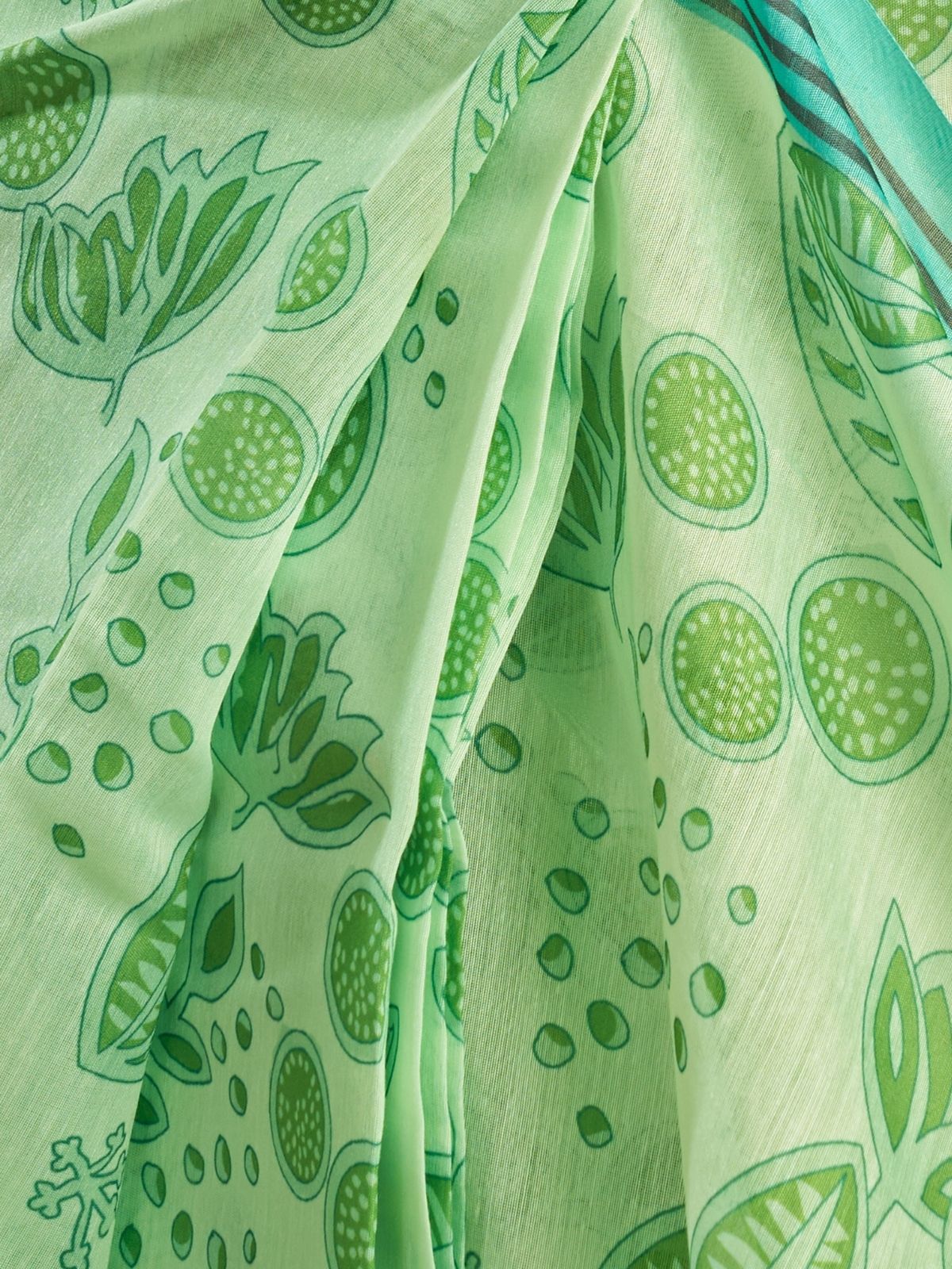 Odette Light Green Cotton Linen Zari Work Saree For Women - Image 5