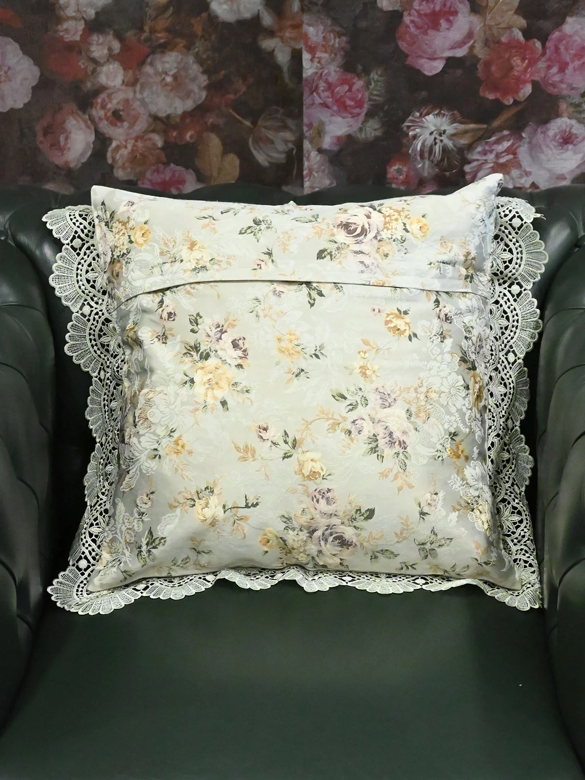 Odette Light Green Jacquard Cushion Covers - Image 3