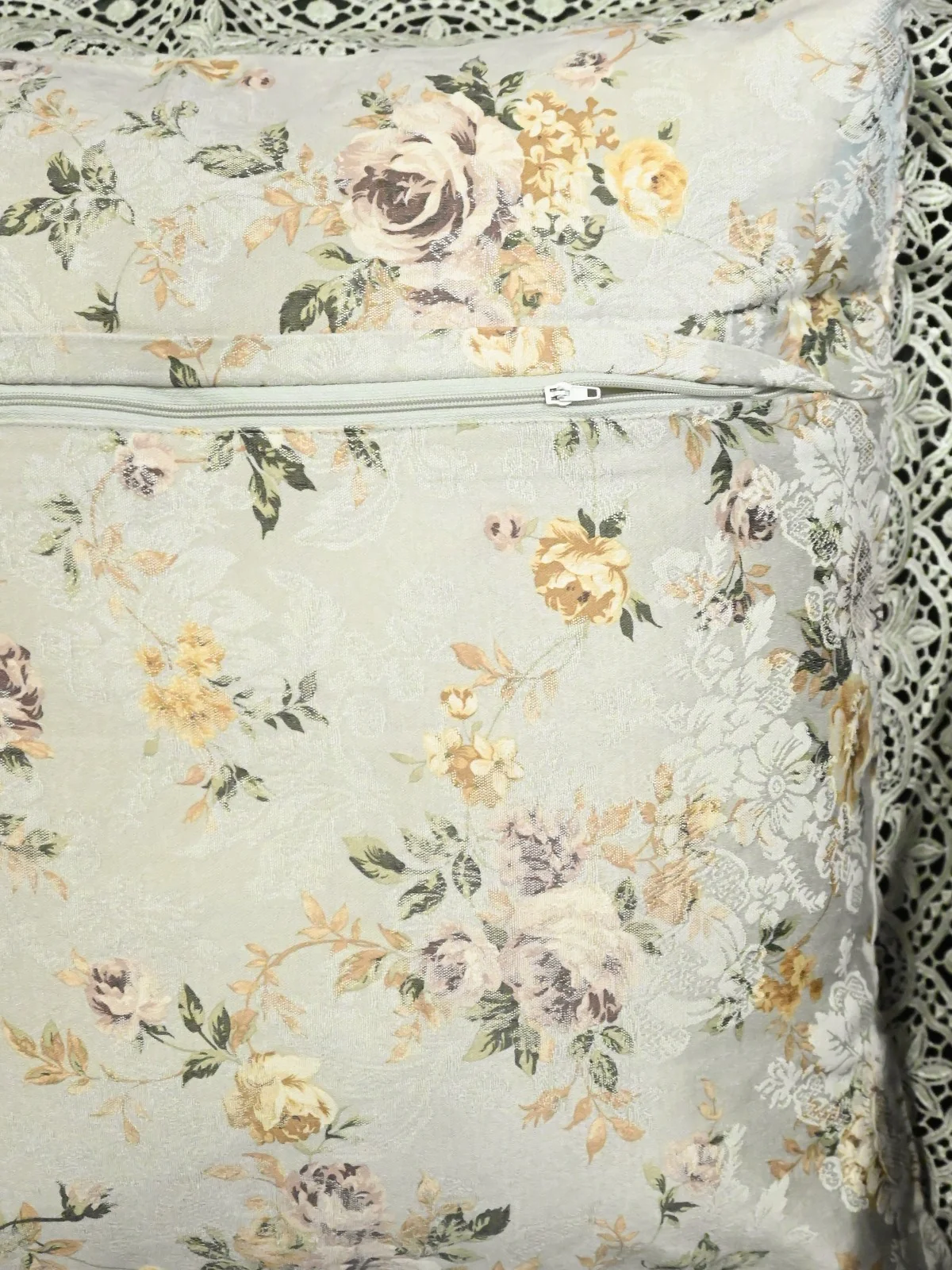 Odette Light Green Jacquard Cushion Covers - Image 4