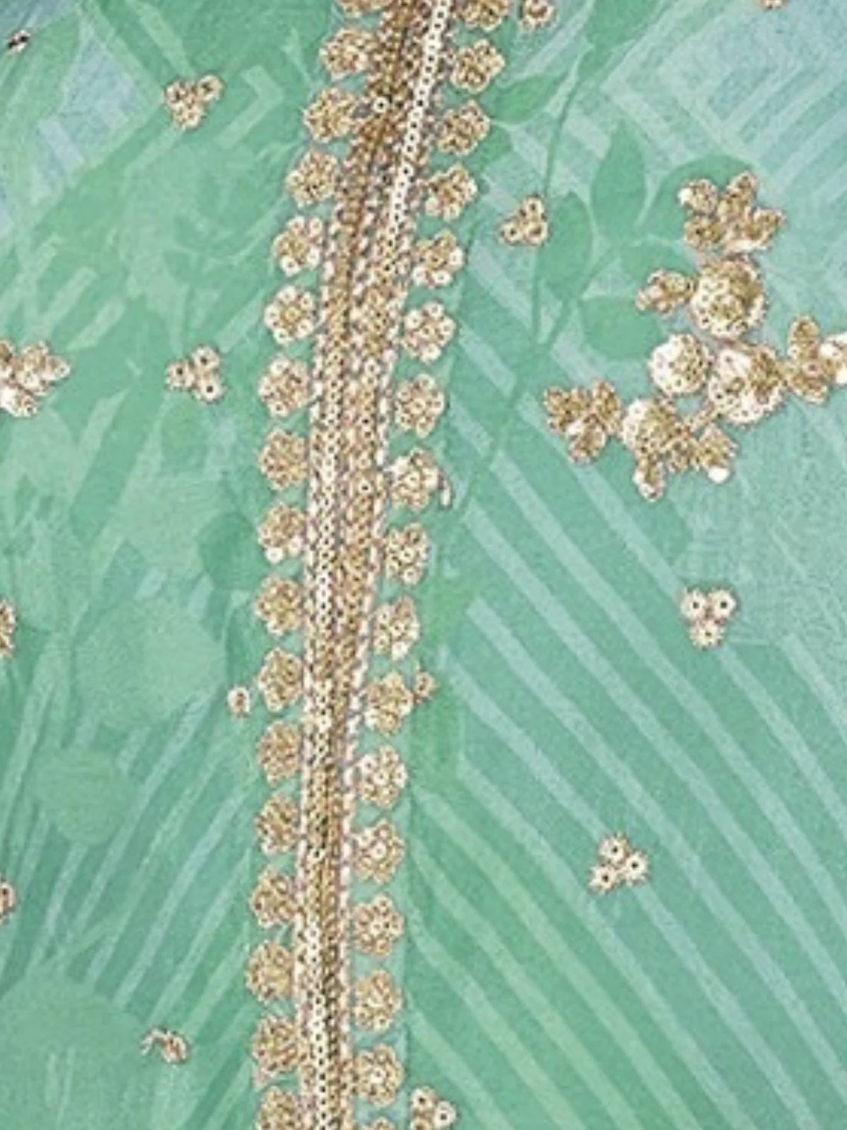 Odette Light Green Georgette Embellished Stitched Kurta Set For Women - Image 3