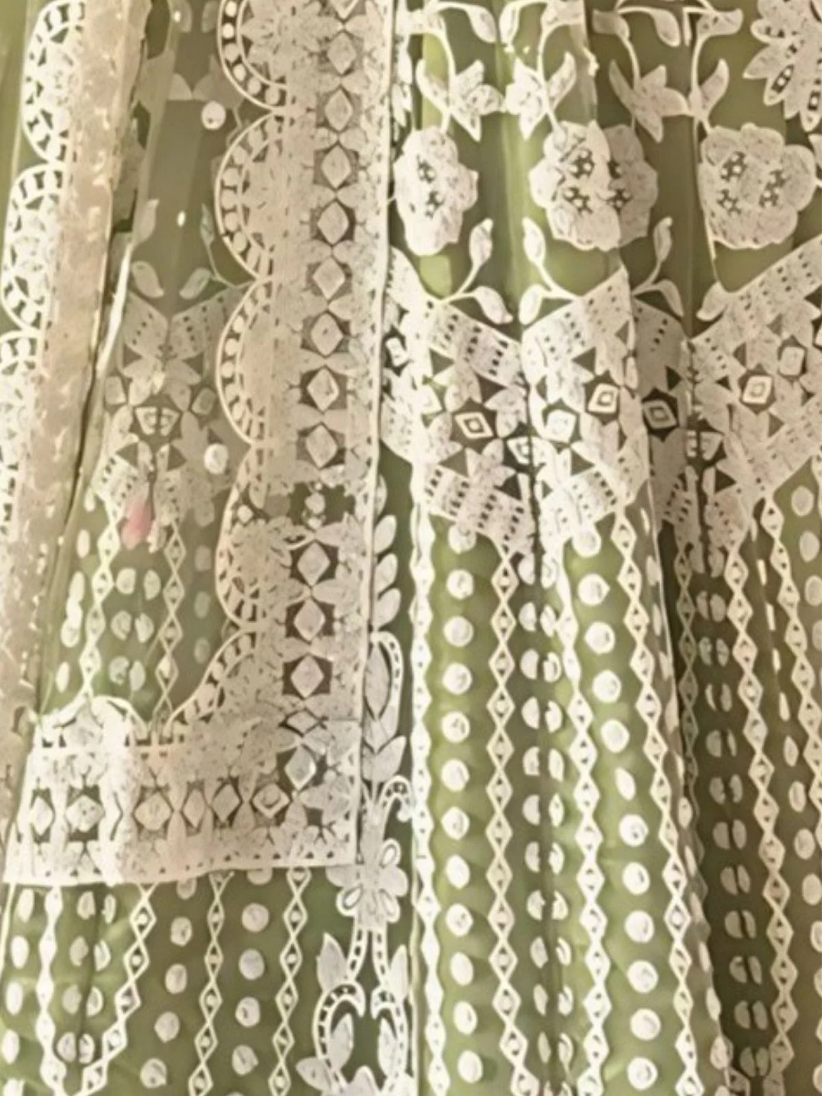 Odette Light Green Net Embroidered Semi-Stitched lehenga For Women - Image 6