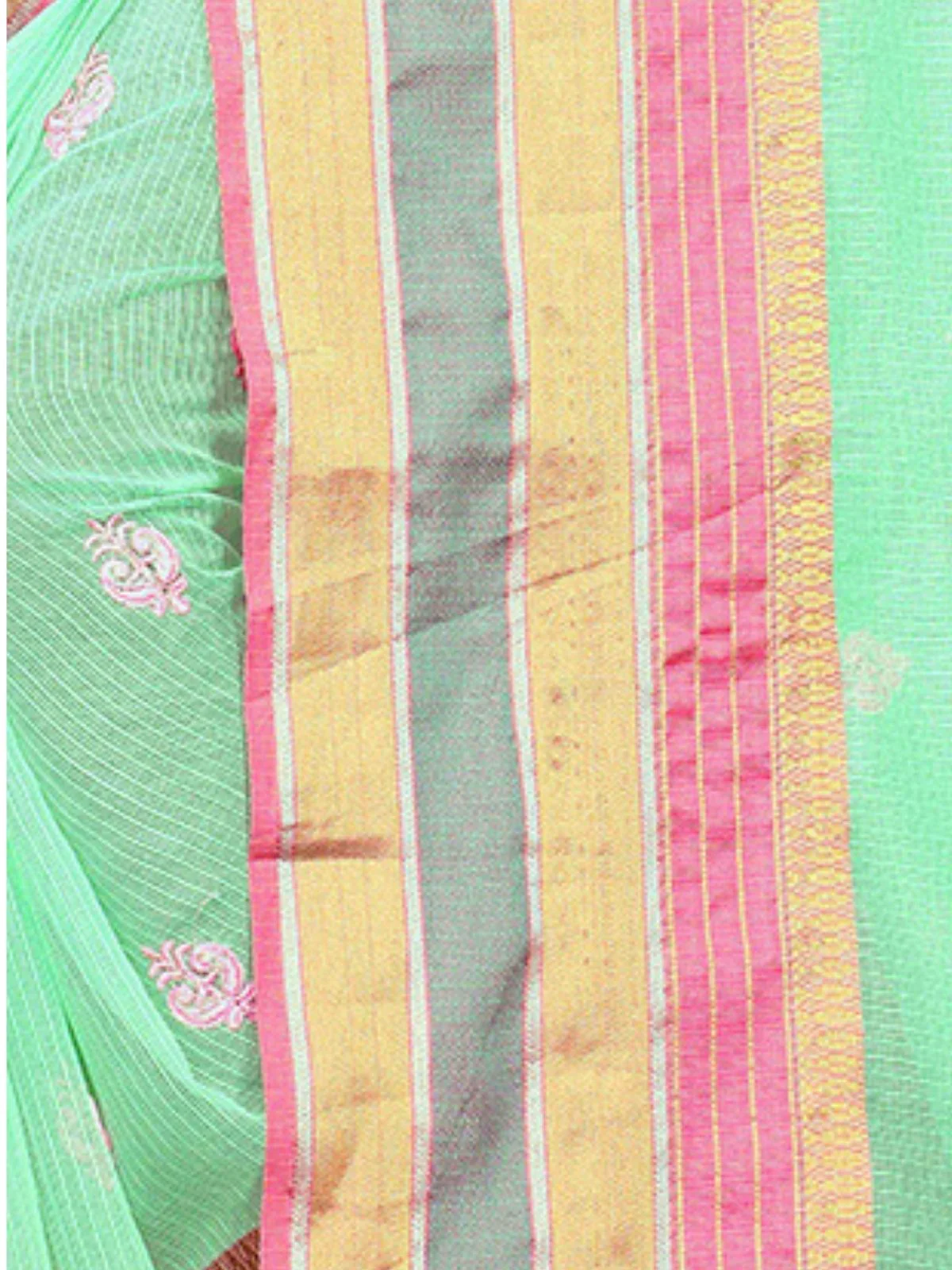 Odette Light Green Silk Blend Embellished Saree For Women - Image 6