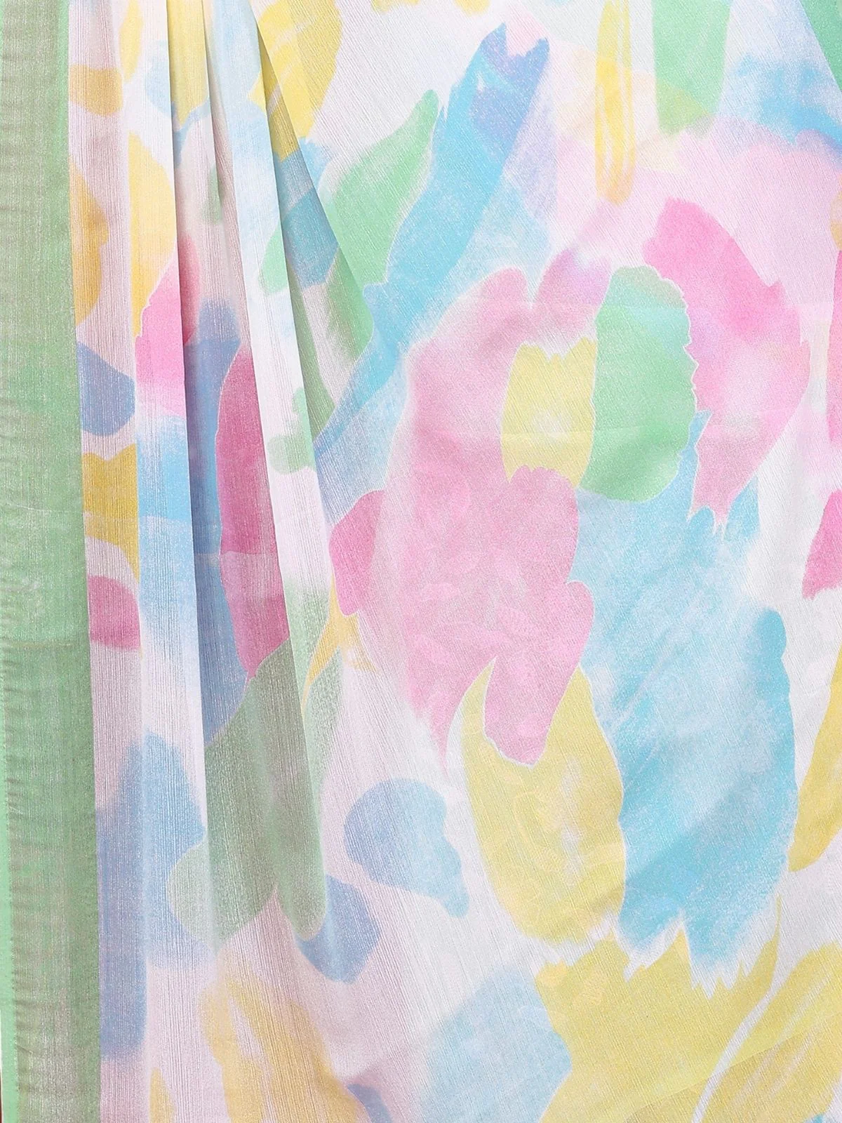 Odette Light Green Silk Blend Printed Saree For Women - Image 5