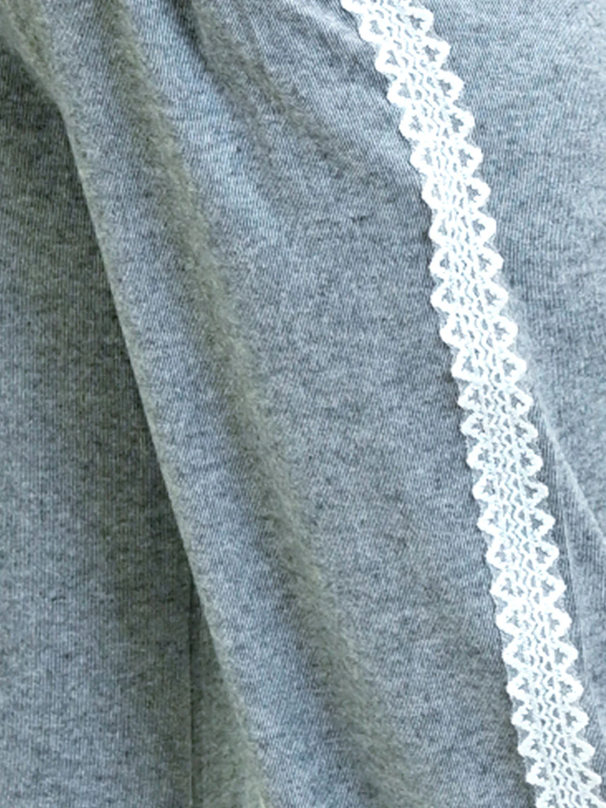Odette Light Grey Cotton Rib Solid Trouser For Women - Image 3