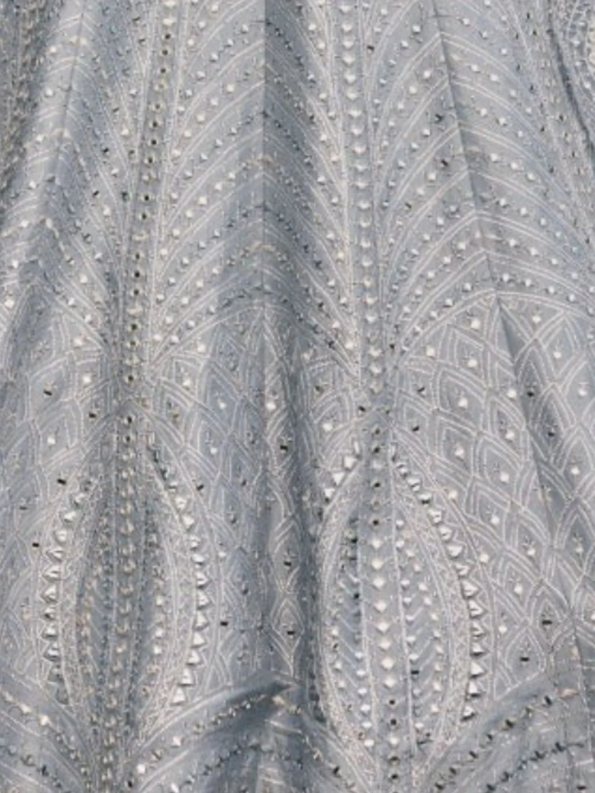 Odette Light Grey Silk Blend Embellished Semi-Stitched Lehenga For Women - Image 4
