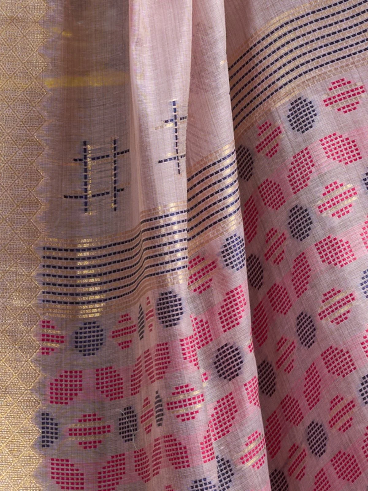 Odette Light Lavender Cotton Blend Woven Saree For Women - Image 6