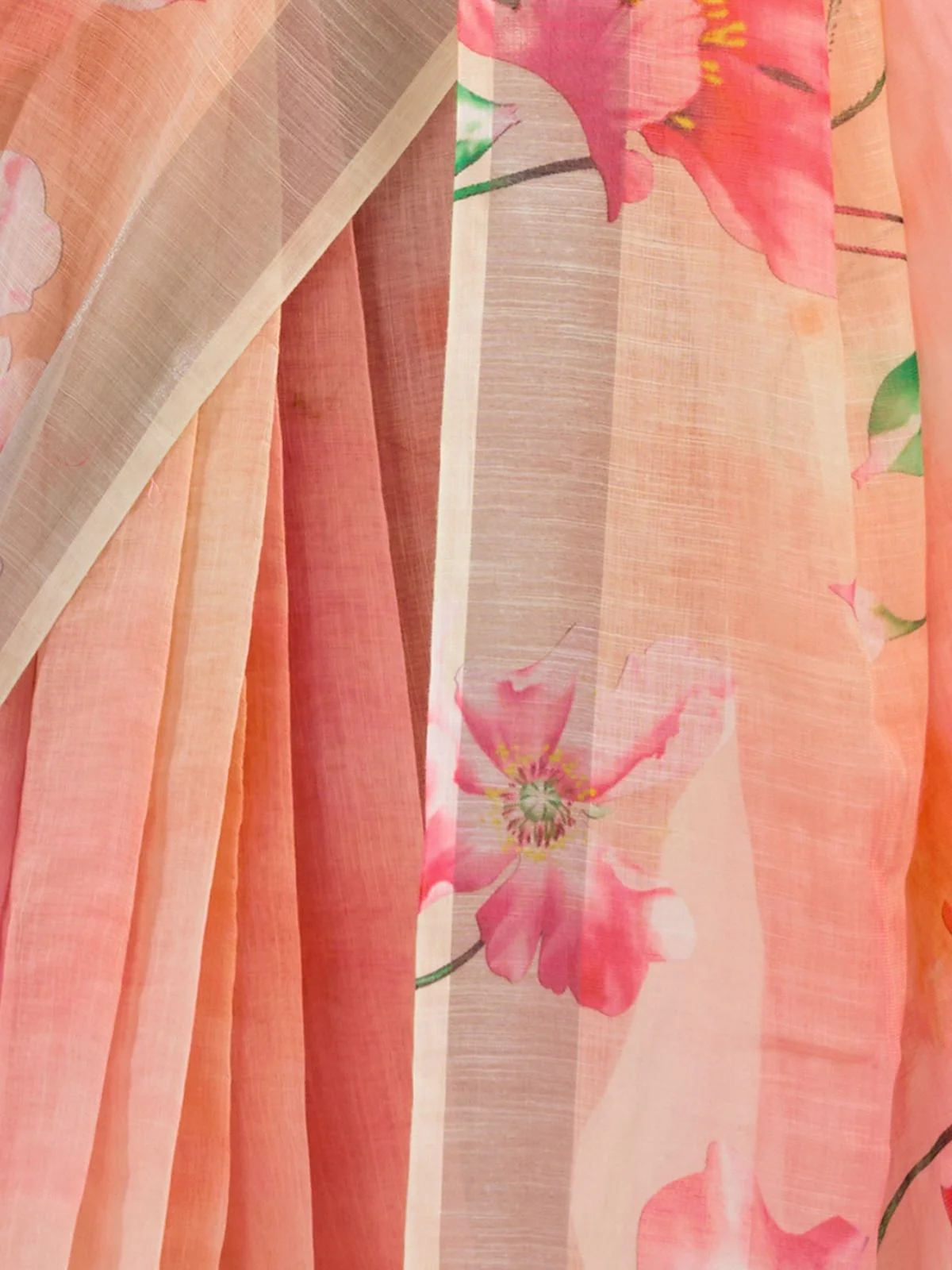 Odette Light Pink Cotton Linen Zari Work Saree For Women - Image 6