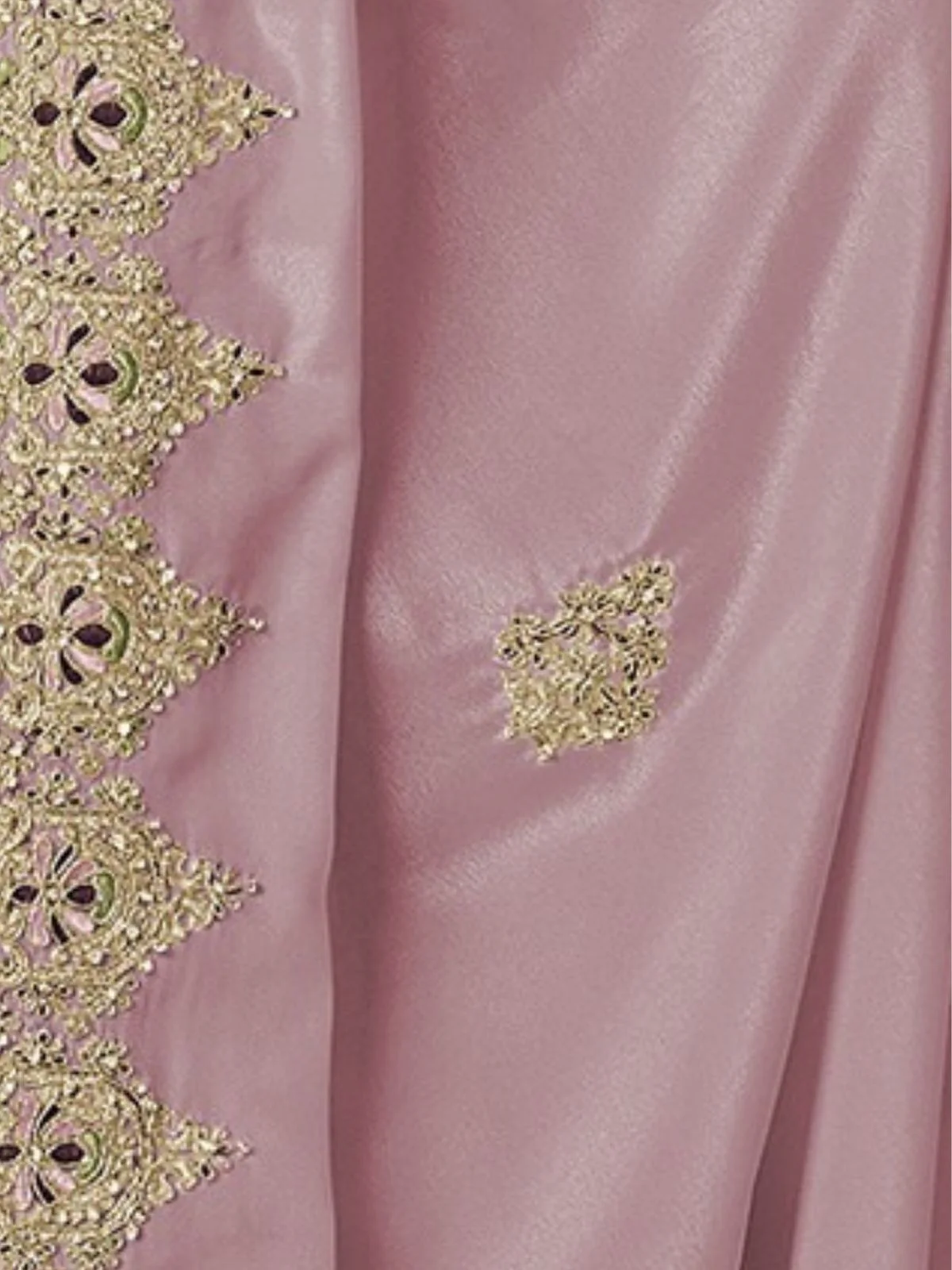 Odette Light Pink Crepe Embroidered Elegant Saree For Women - Image 4