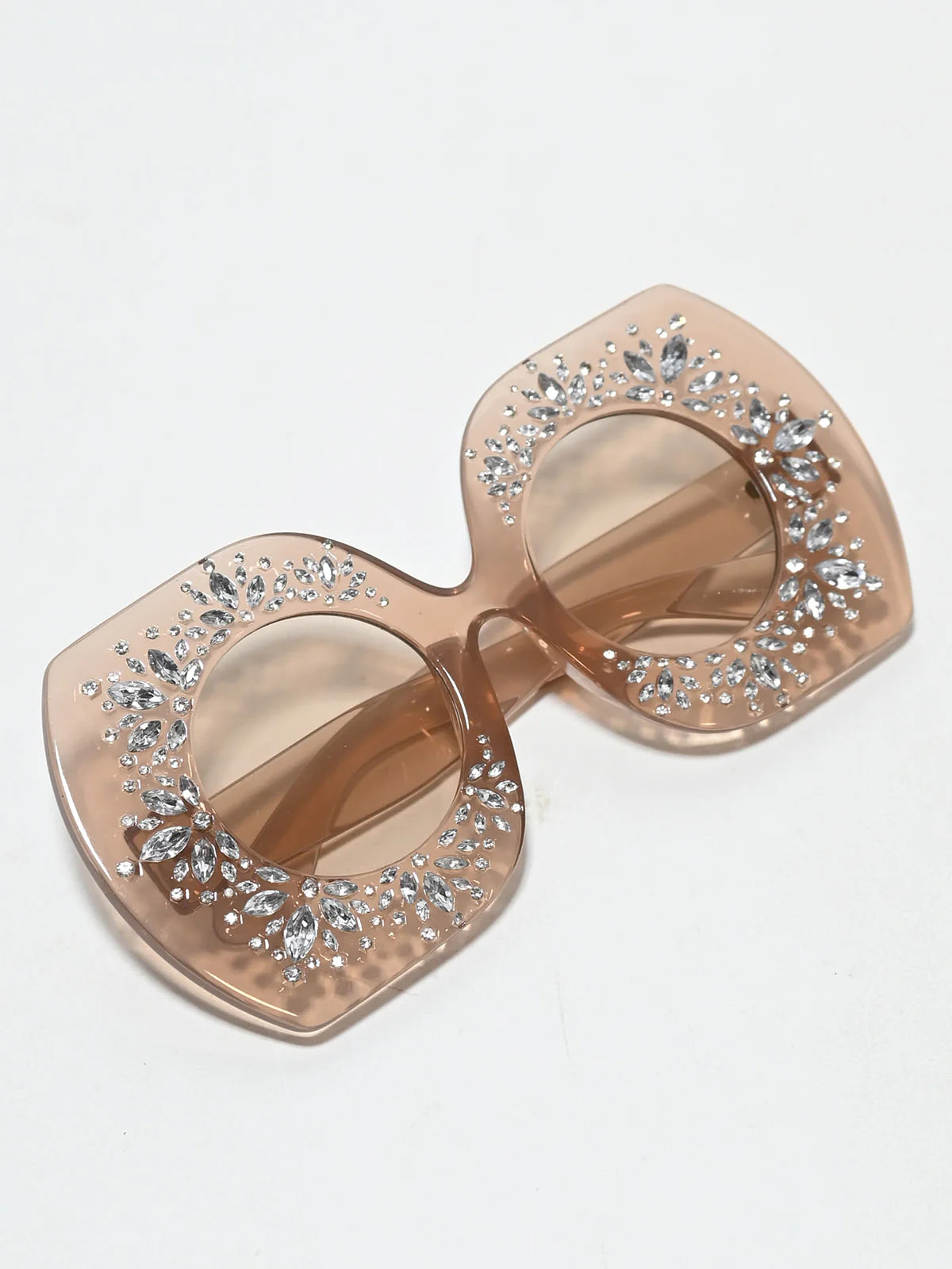 Odette Light Pink Plastic Embellished Sunglasses For Women - Image 2