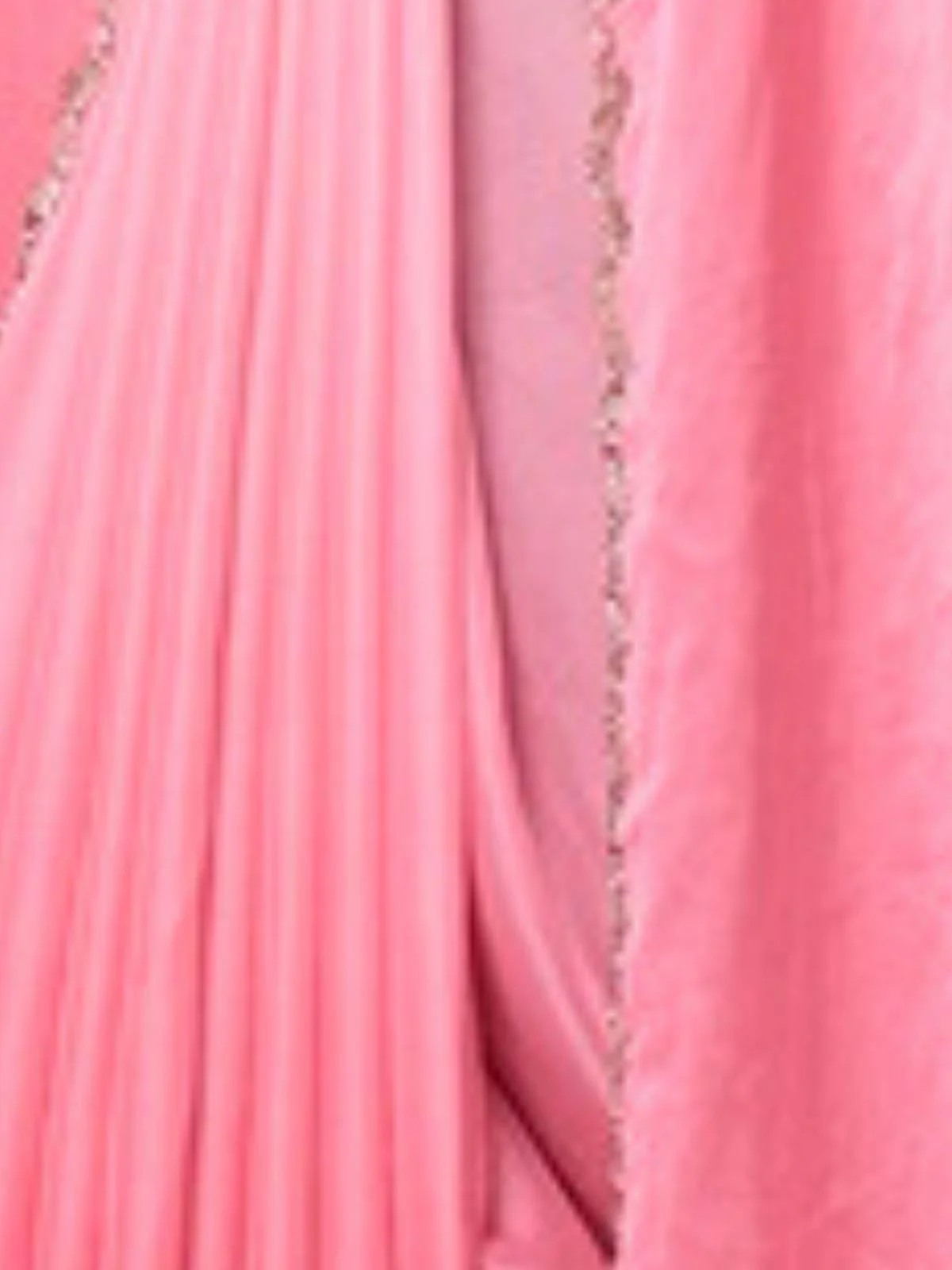 Odette Light Pink Satin Lace Work Saree With Unstitched Blouse For Women - Image 6