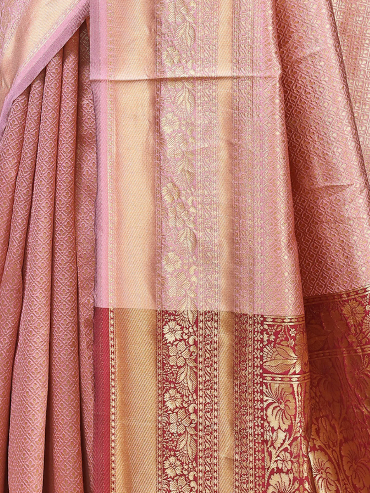 Odette Light Pink Silk Blend Woven Saree For Women - Image 5