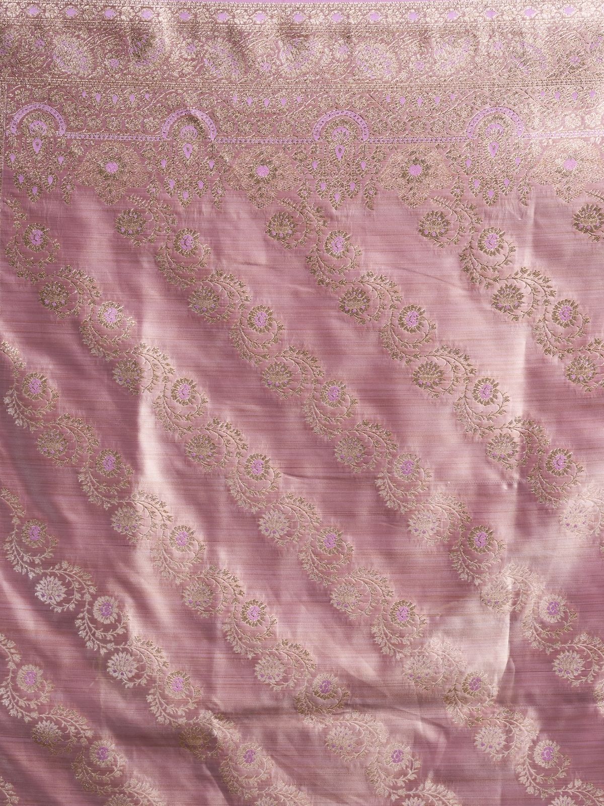 Odette Light Pink Silk Blend Woven Saree For Women - Image 6