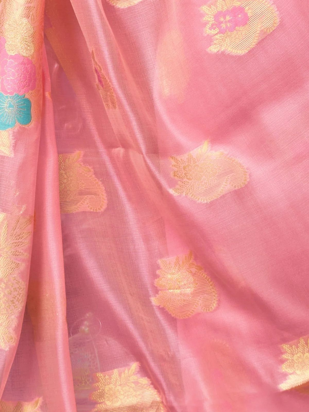 Odette Light Pink Silk Blend Woven Saree For Women - Image 6