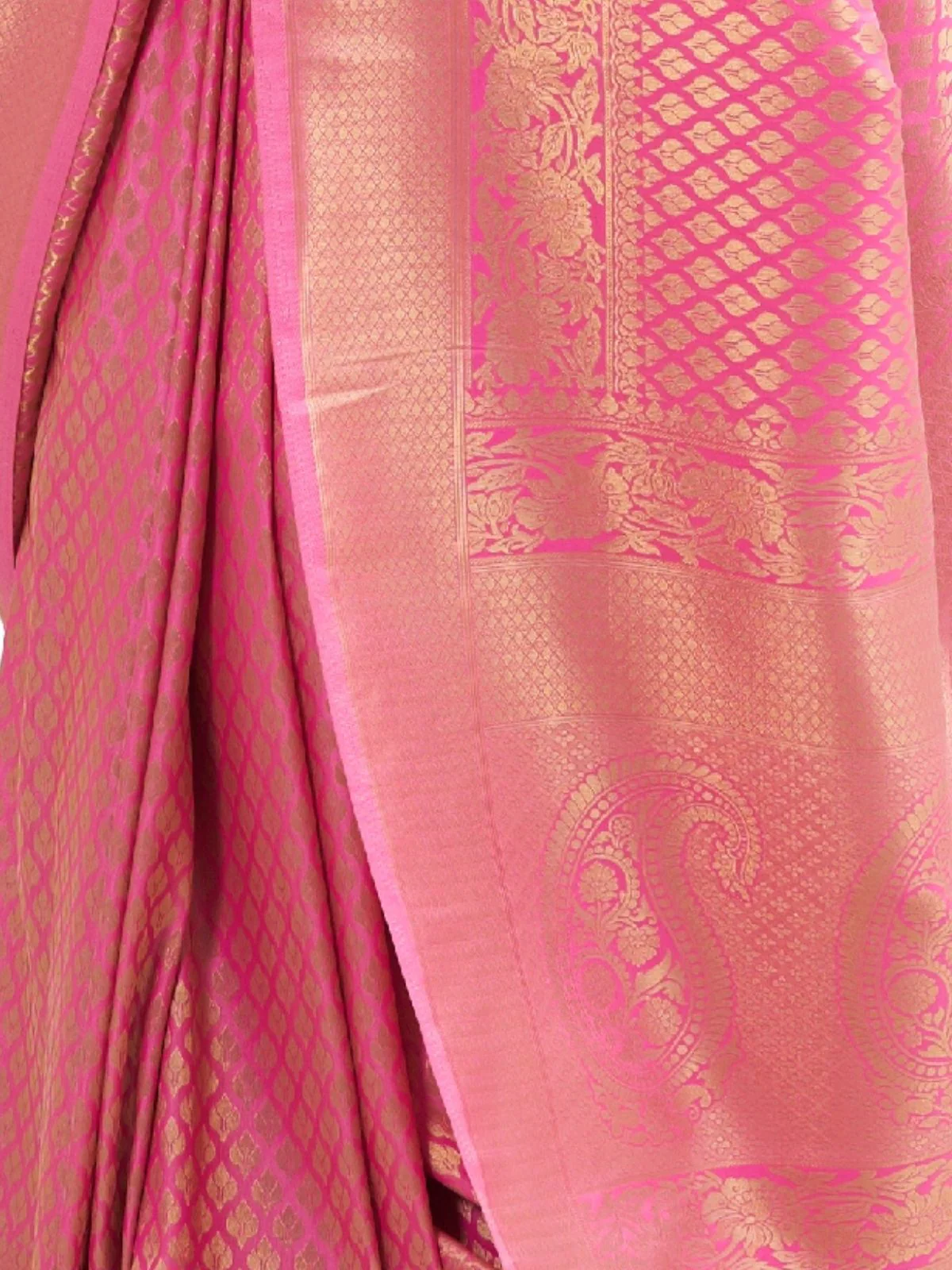 Odette Light Pink Silk Blend Woven Saree With Unstitched Blouse For Women - Image 3