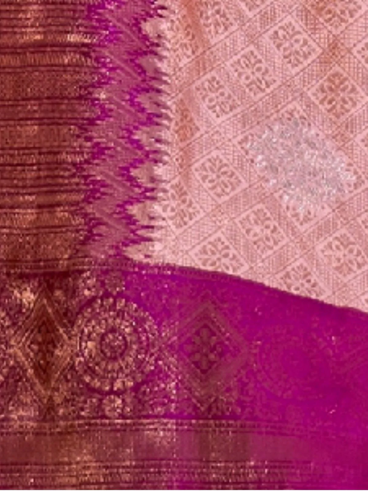 Odette Light Pink Silk Blend Woven Saree With Unstitched Blouse for Women - Image 3