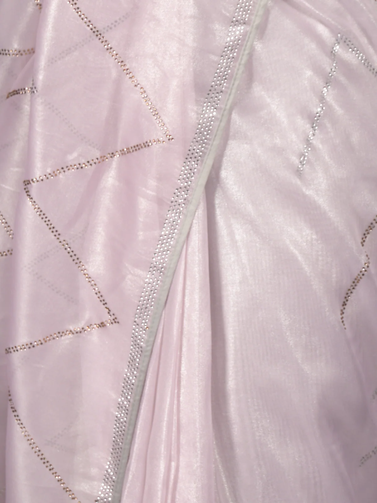 Odette Light Pink Soft Net Embellished Saree with Unstitched Blouse for Women - Image 5