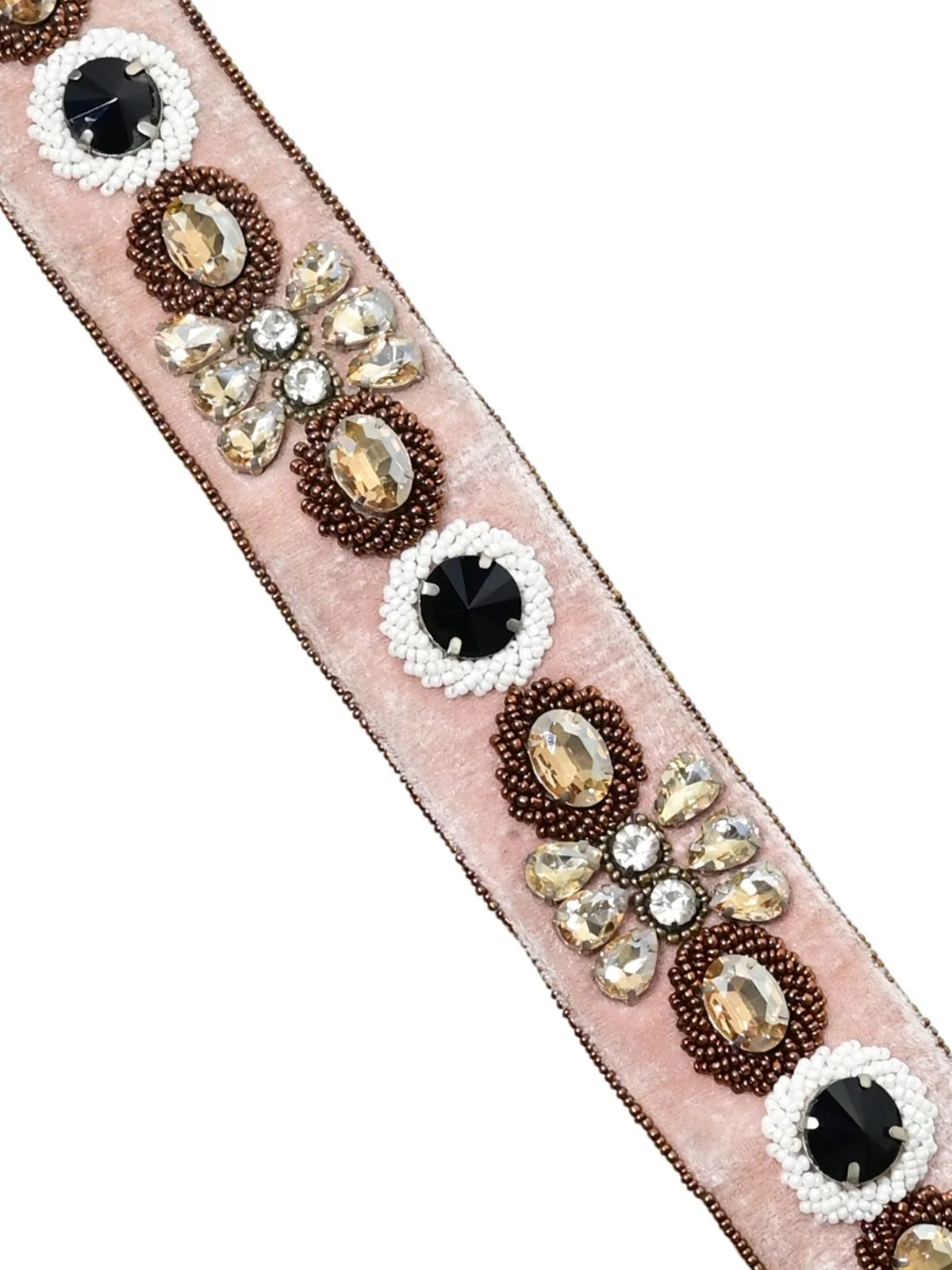 Odette Light Pink Suede Embellished Belt For Women - Image 3