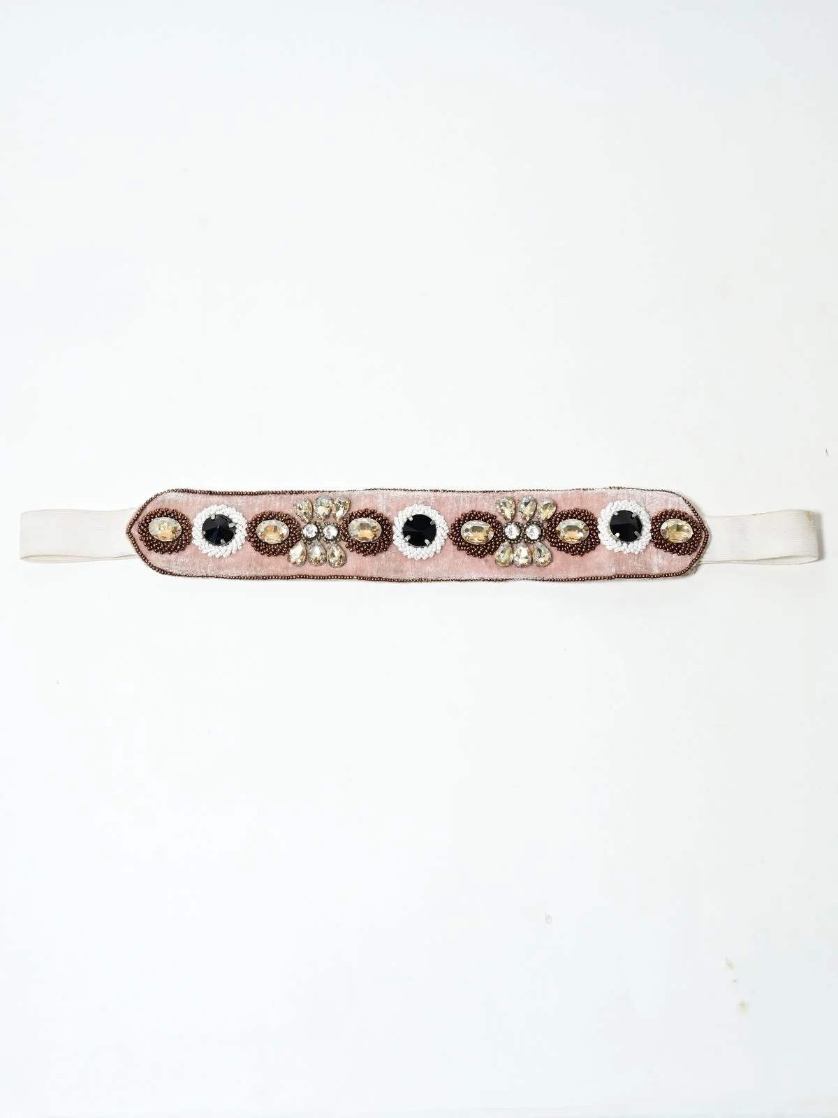 Odette Light Pink Suede Embellished Belt For Women - Image 4