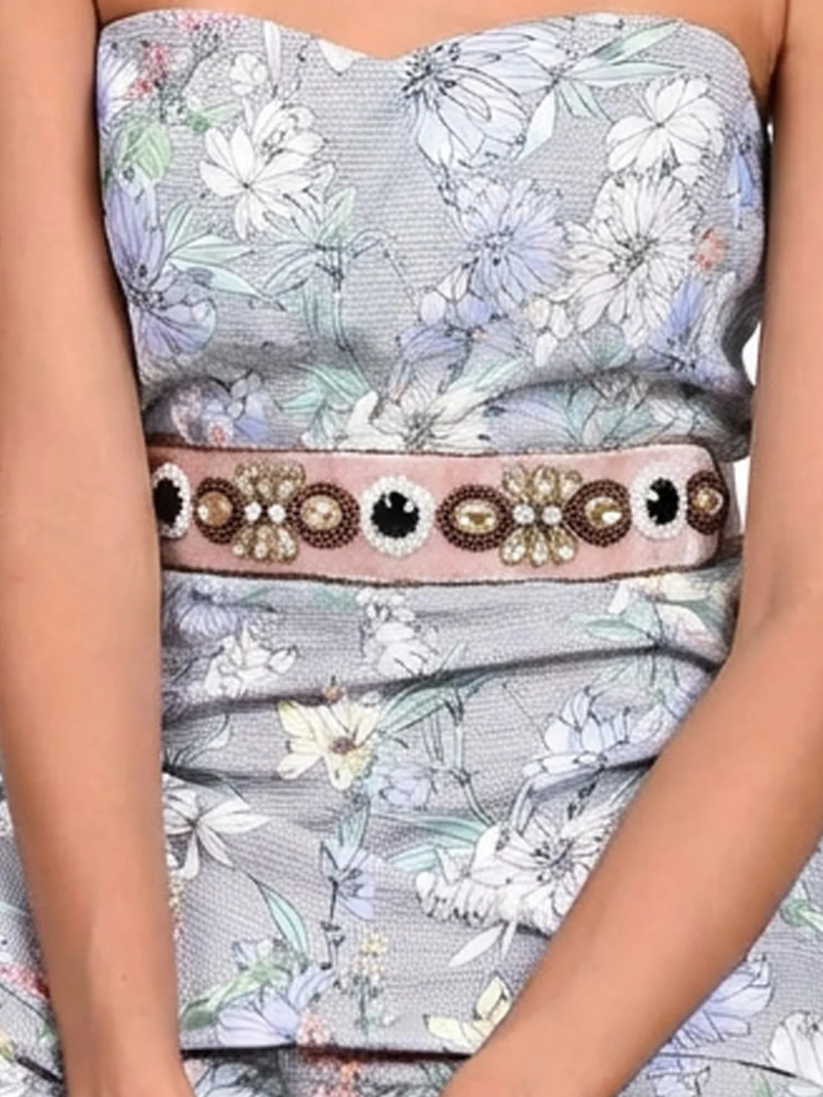 Odette Light Pink Suede Embellished Belt For Women - Image 6