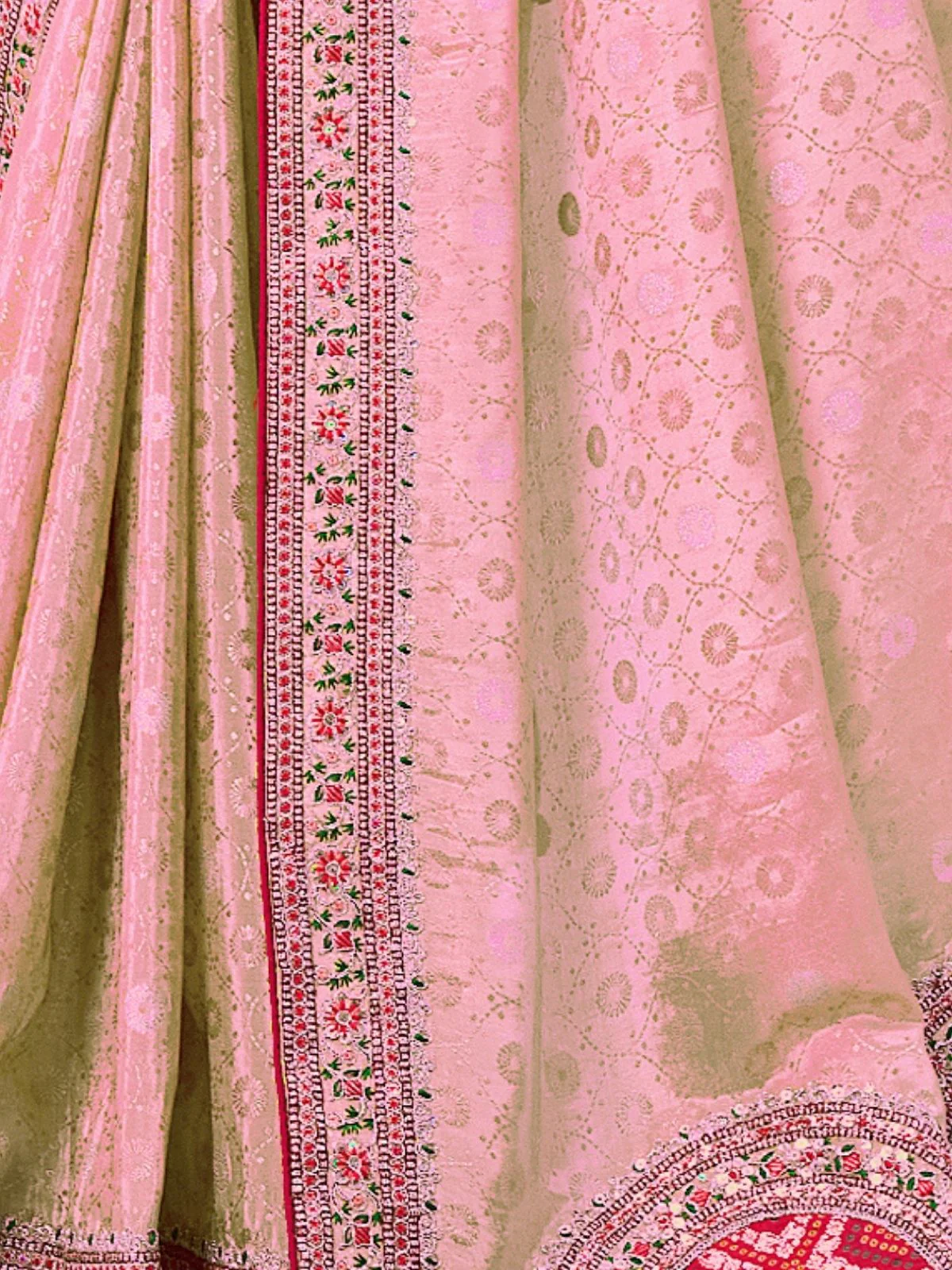 Odette Light Pink Viscose Embroidered Saree For Women - Image 4
